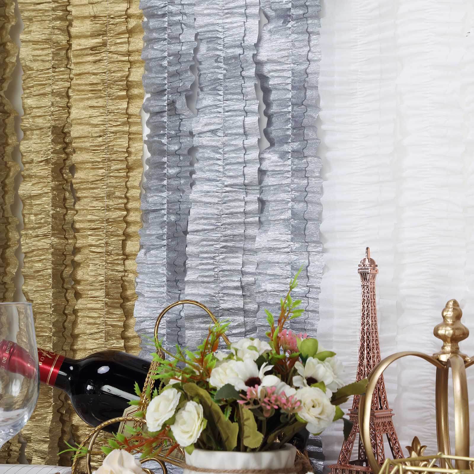 3 Pack White Ruffled Paper Streamer Rolls, Crepe Tissue Party Decorations 28ft - Image 12