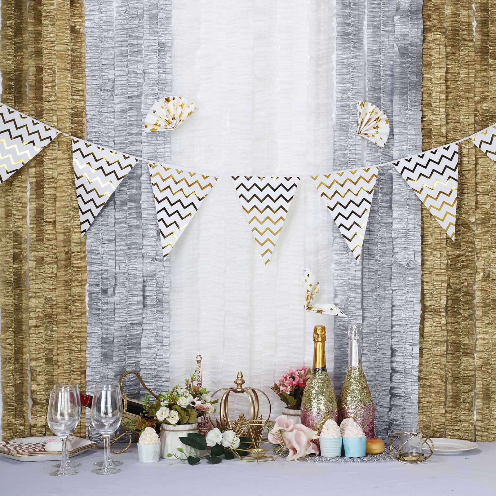 3 Pack White Ruffled Paper Streamer Rolls, Crepe Tissue Party Decorations 28ft - Image 2