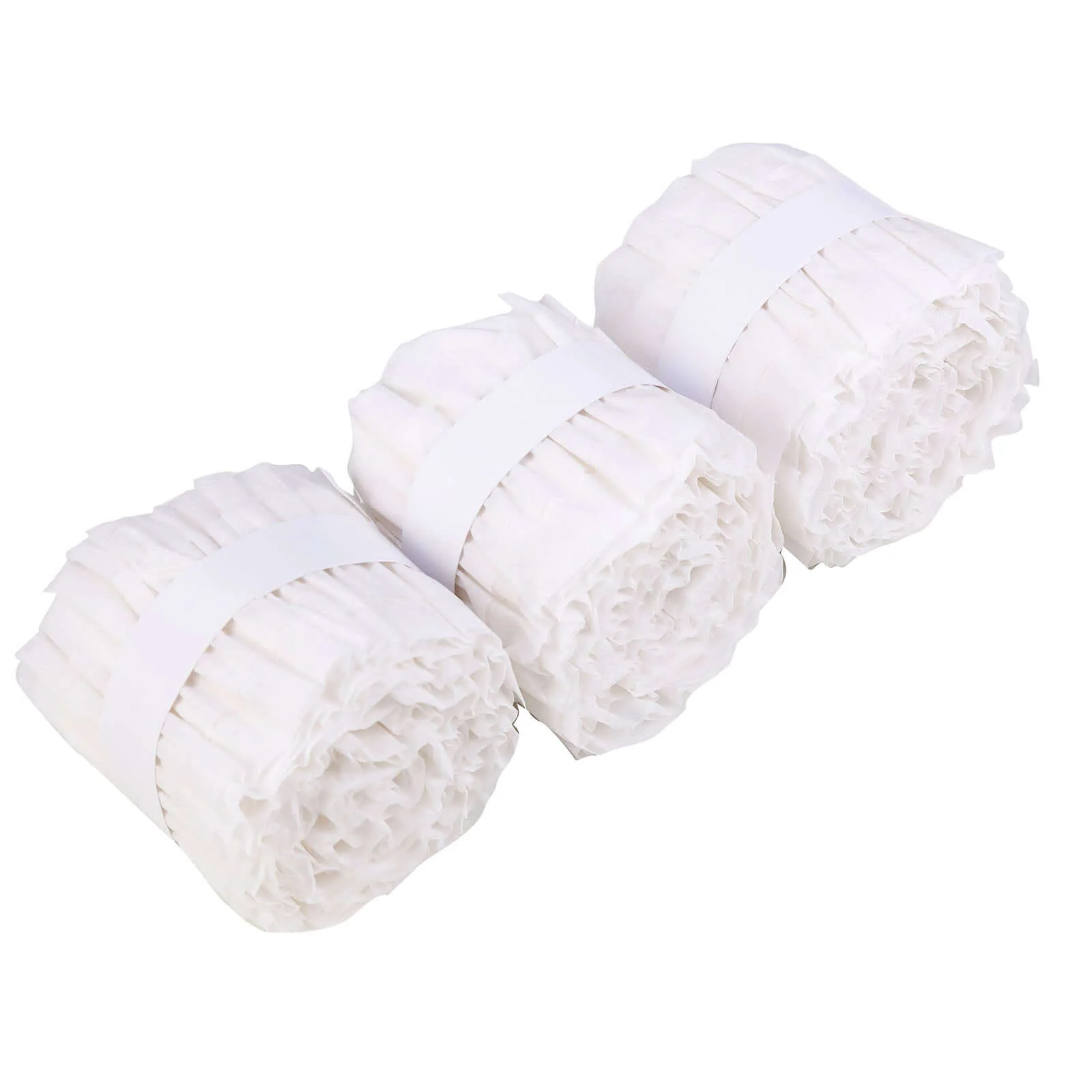 3 Pack White Ruffled Paper Streamer Rolls, Crepe Tissue Party Decorations 28ft - Image 3