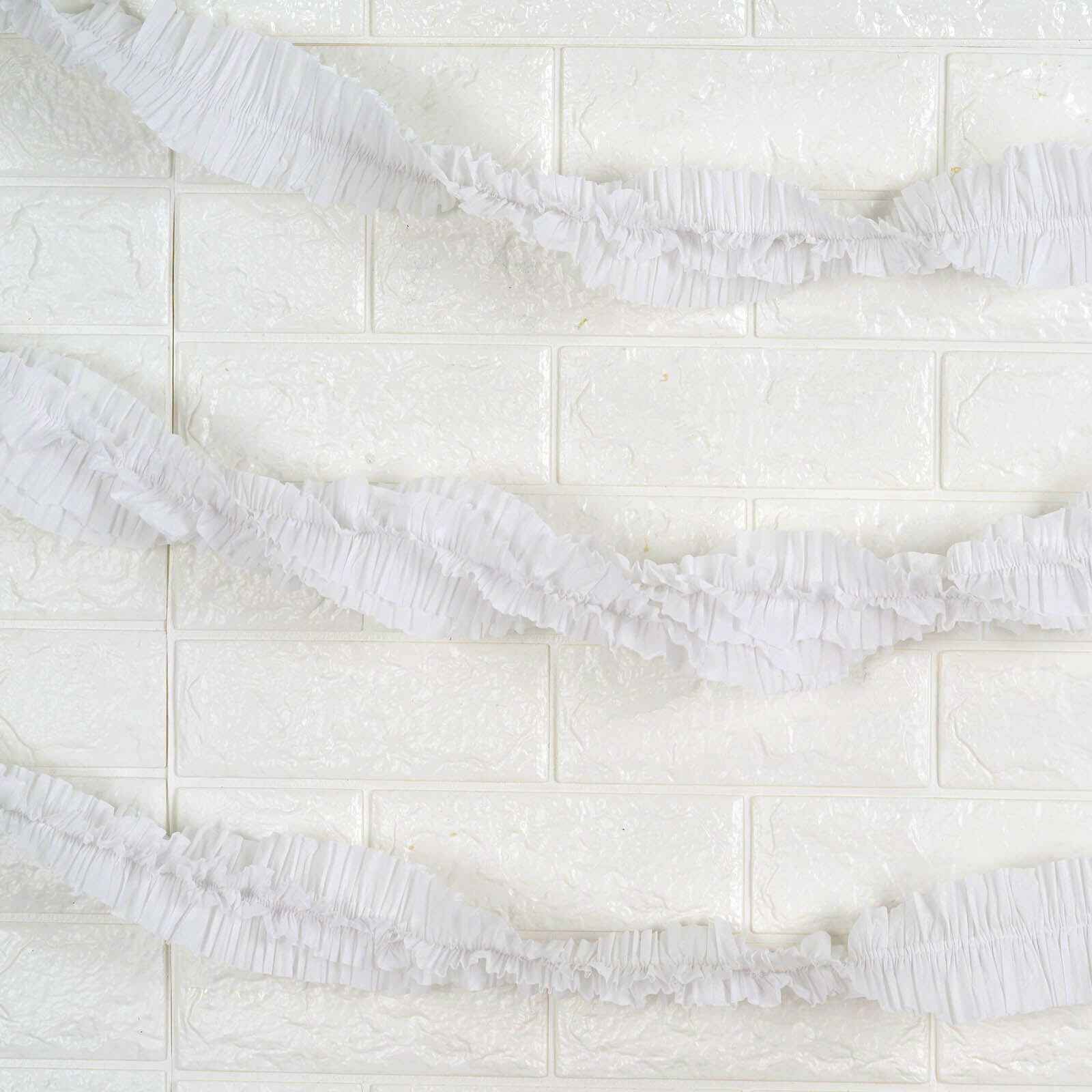 3 Pack White Ruffled Paper Streamer Rolls, Crepe Tissue Party Decorations 28ft - Image 9