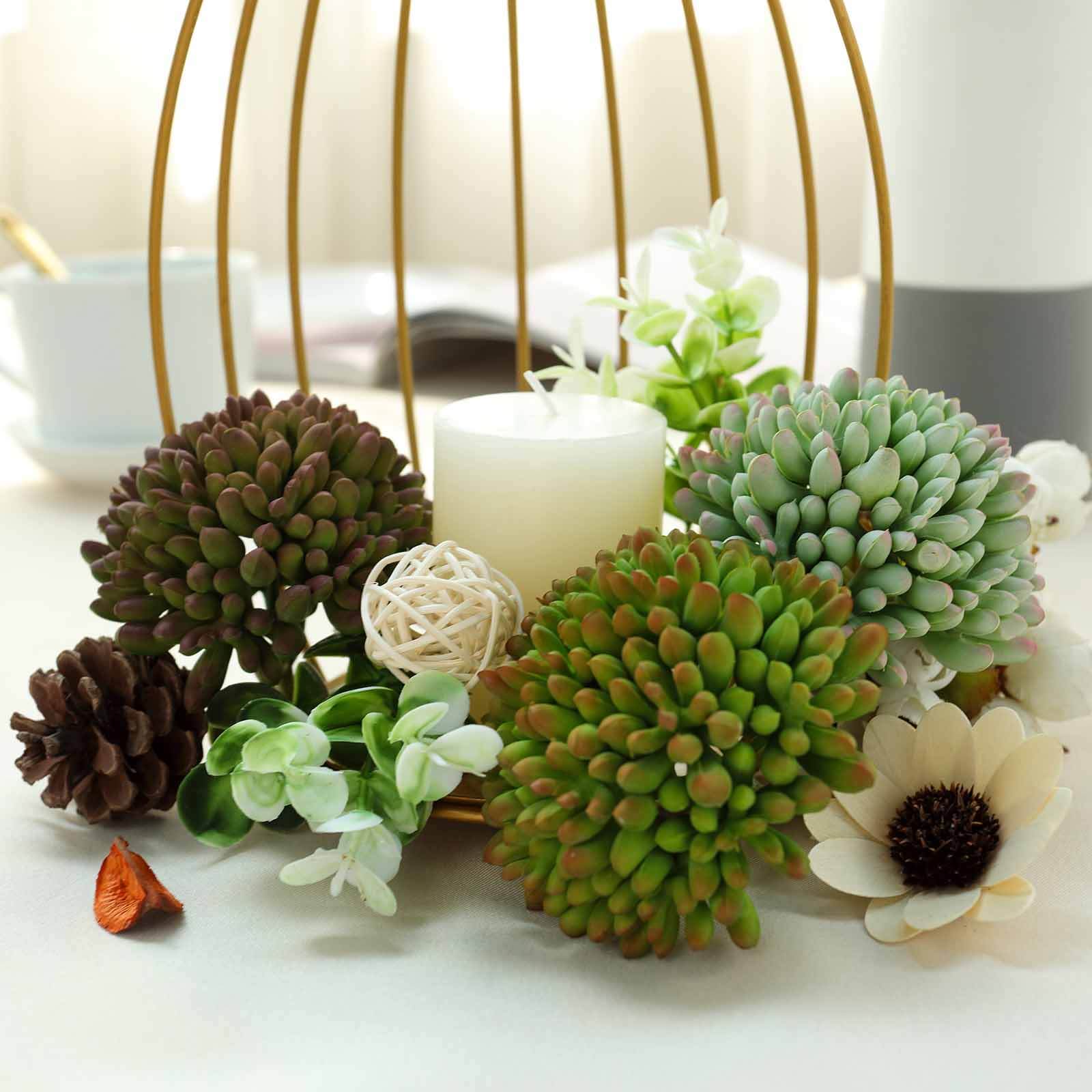 3 Pack Artificial PVC Mini Jelly Bean Decorative Succulent Plants 4" - Image 9