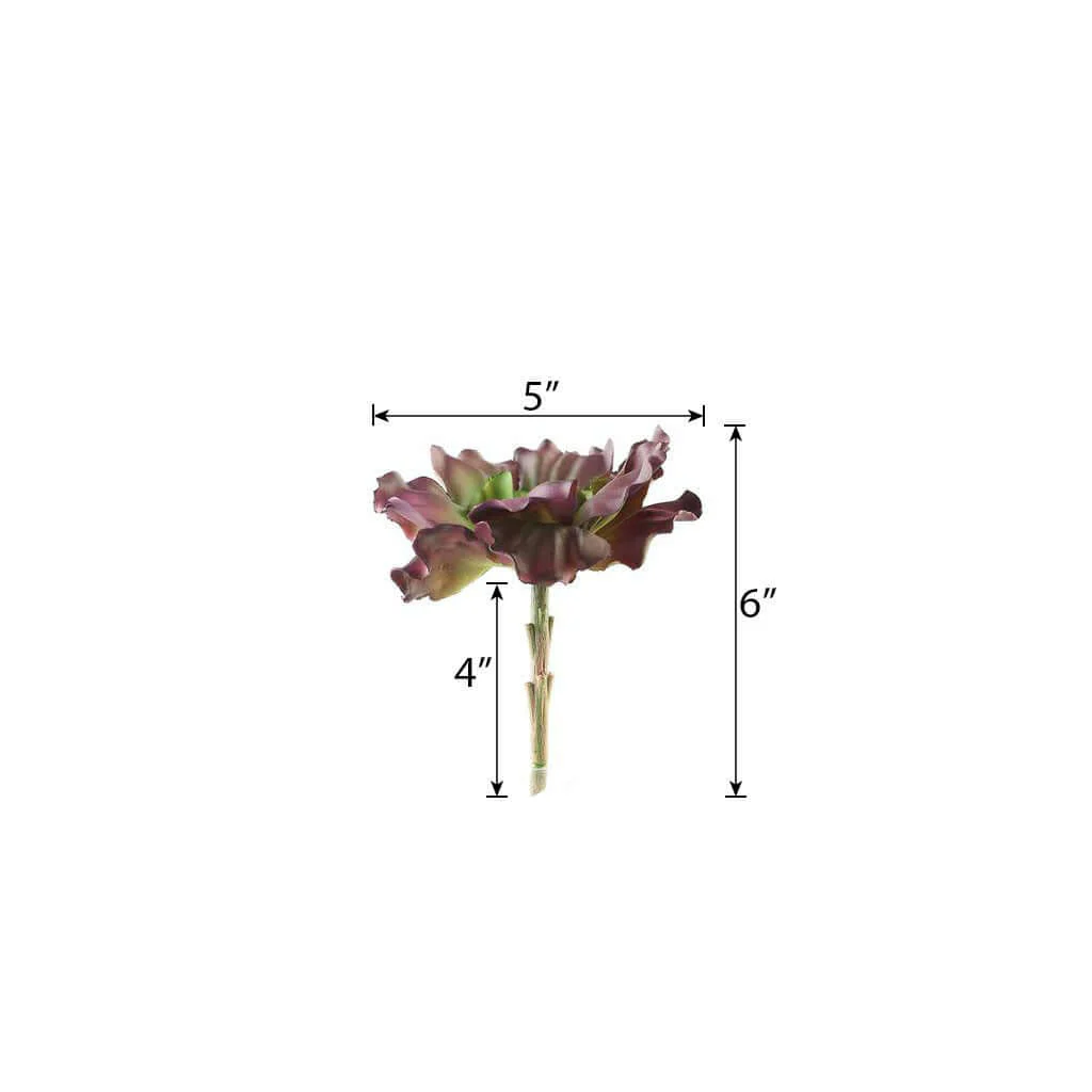 3 Pack Artificial PVC Wavy Kalanchoe Decorative Succulent Plants 6" - Image 3