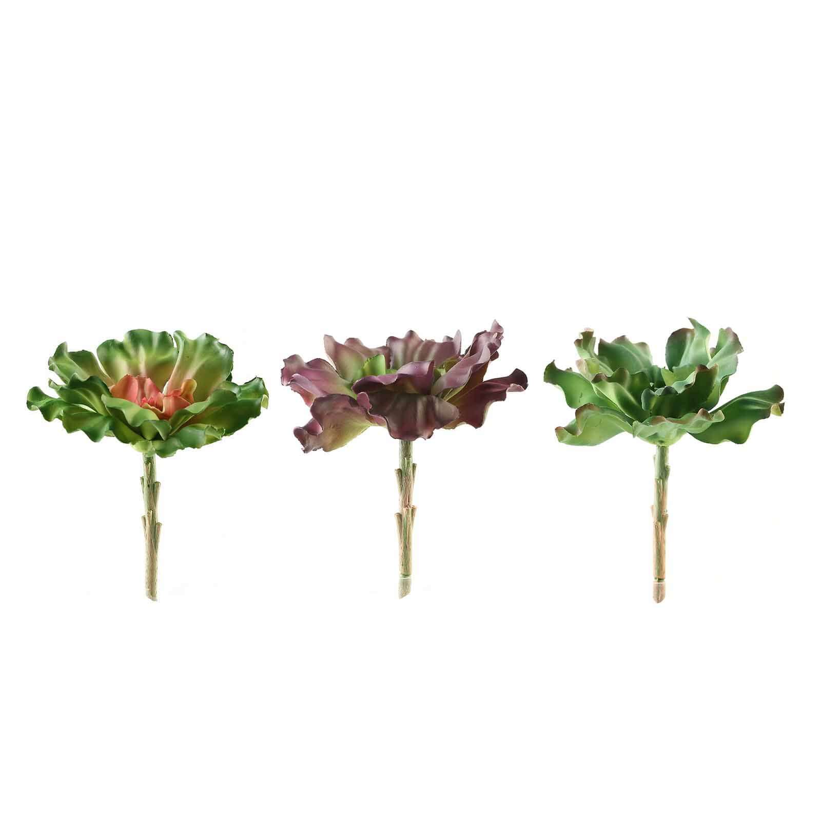 3 Pack Artificial PVC Wavy Kalanchoe Decorative Succulent Plants 6" - Image 6