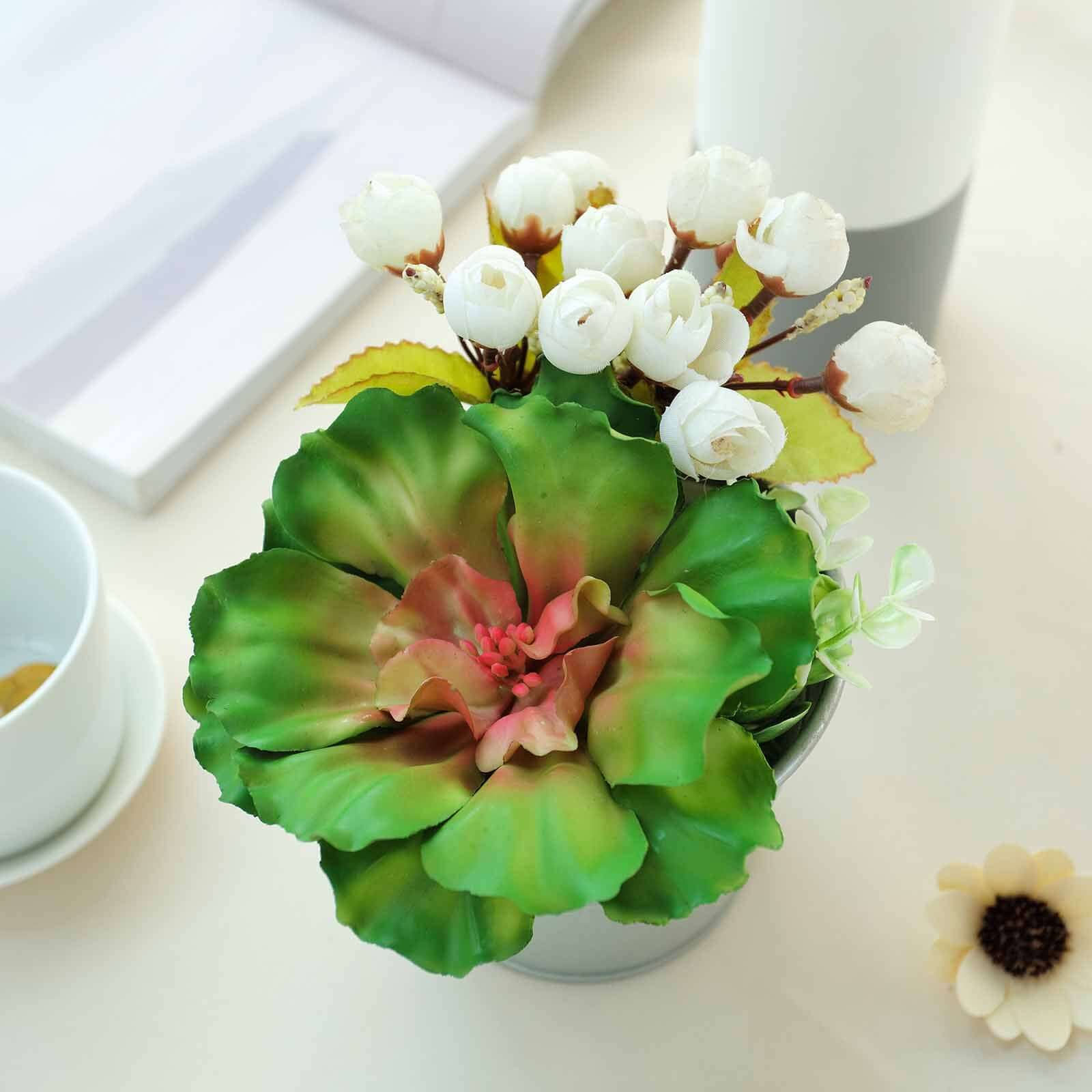 3 Pack Artificial PVC Wavy Kalanchoe Decorative Succulent Plants 6" - Image 8