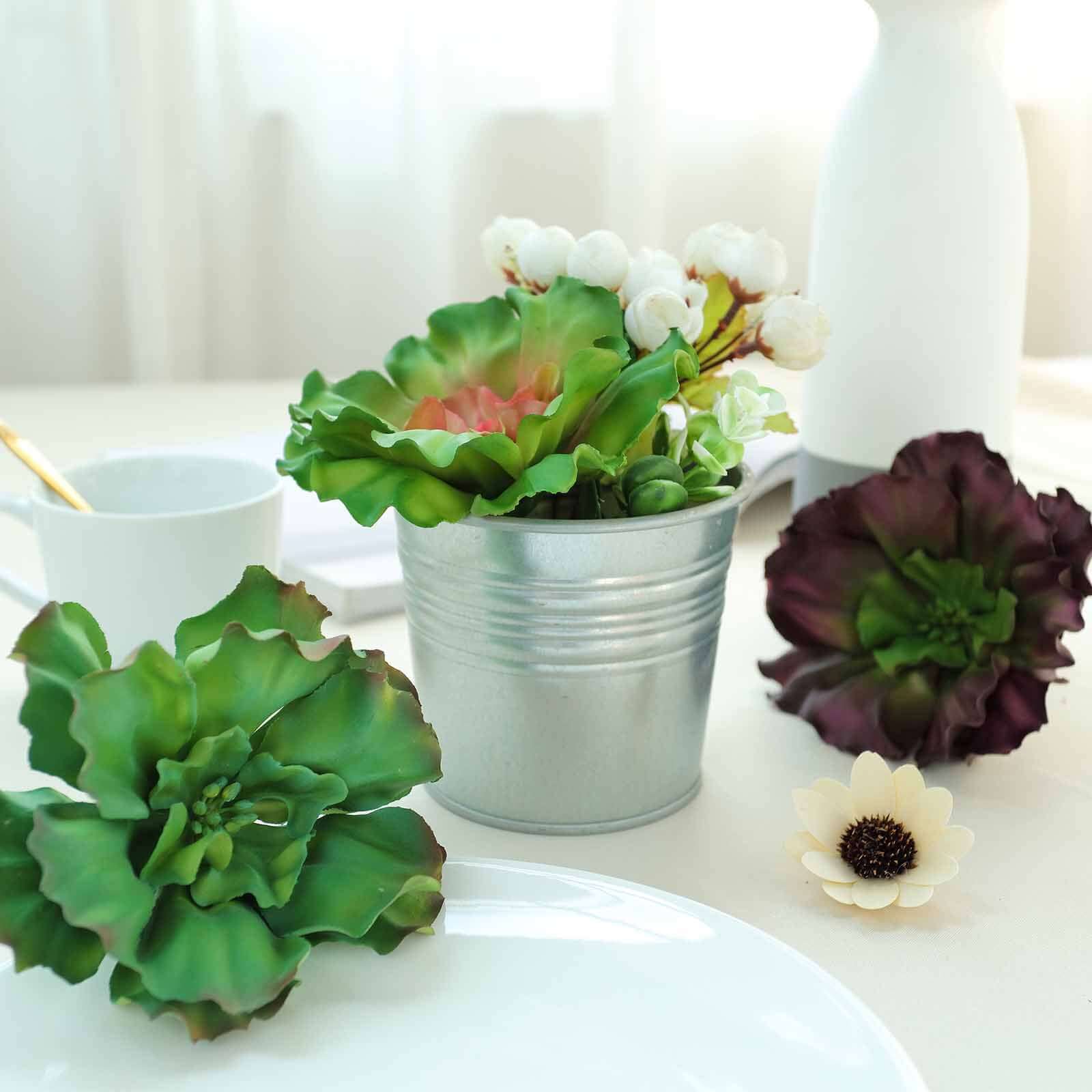 3 Pack Artificial PVC Wavy Kalanchoe Decorative Succulent Plants 6" - Image 9