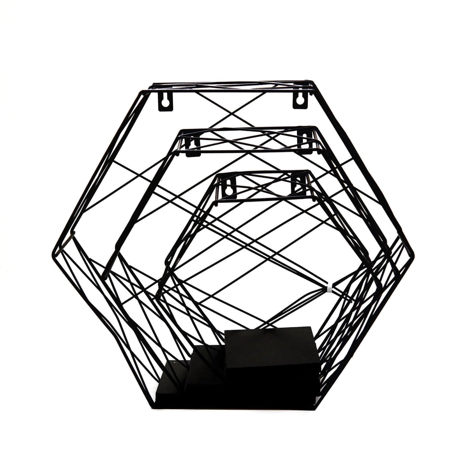 3 Pack Black Hexagonal Floating Wall Shelves, Decorative Geometric Wall Mounted Shelves 9",12",14" - Image 14