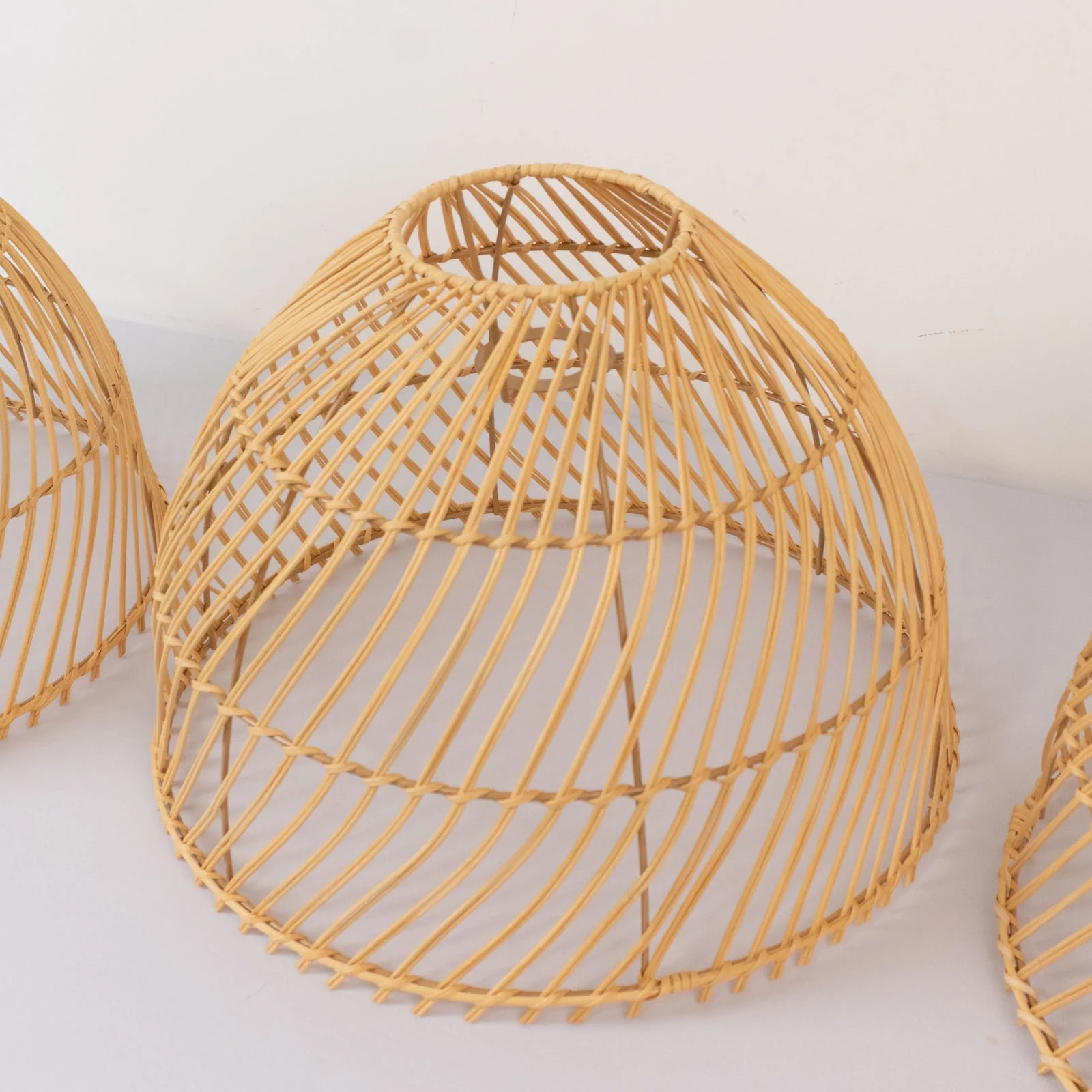 3 Pack Boho Rattan Light Shades – Natural Handwoven Dome Pendant Lamp Covers – 16" Diameter – Shade Only - Image 2