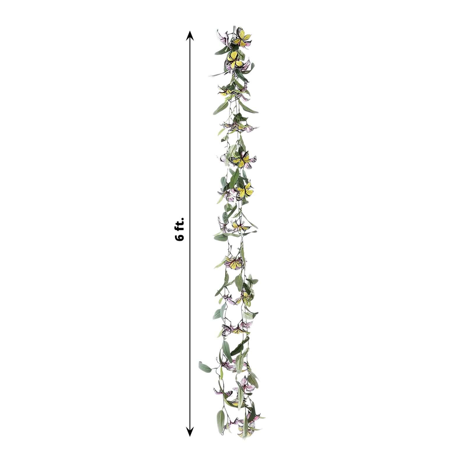 3 Pack Faux Butterfly Flowers Garland with Willow Greenery Leaves, Artificial Garland Vines - 6ft - Image 3