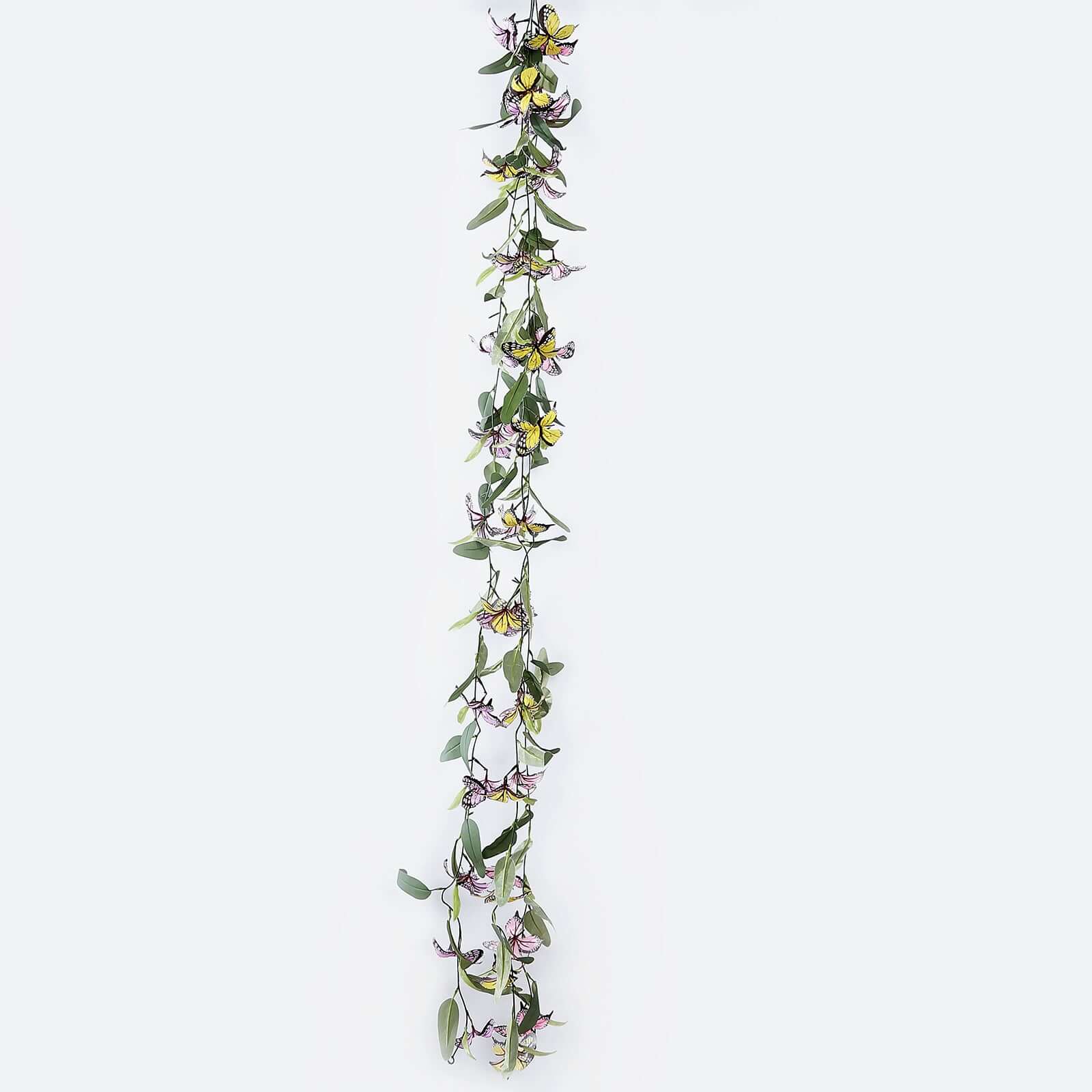 3 Pack Faux Butterfly Flowers Garland with Willow Greenery Leaves, Artificial Garland Vines - 6ft - Image 7