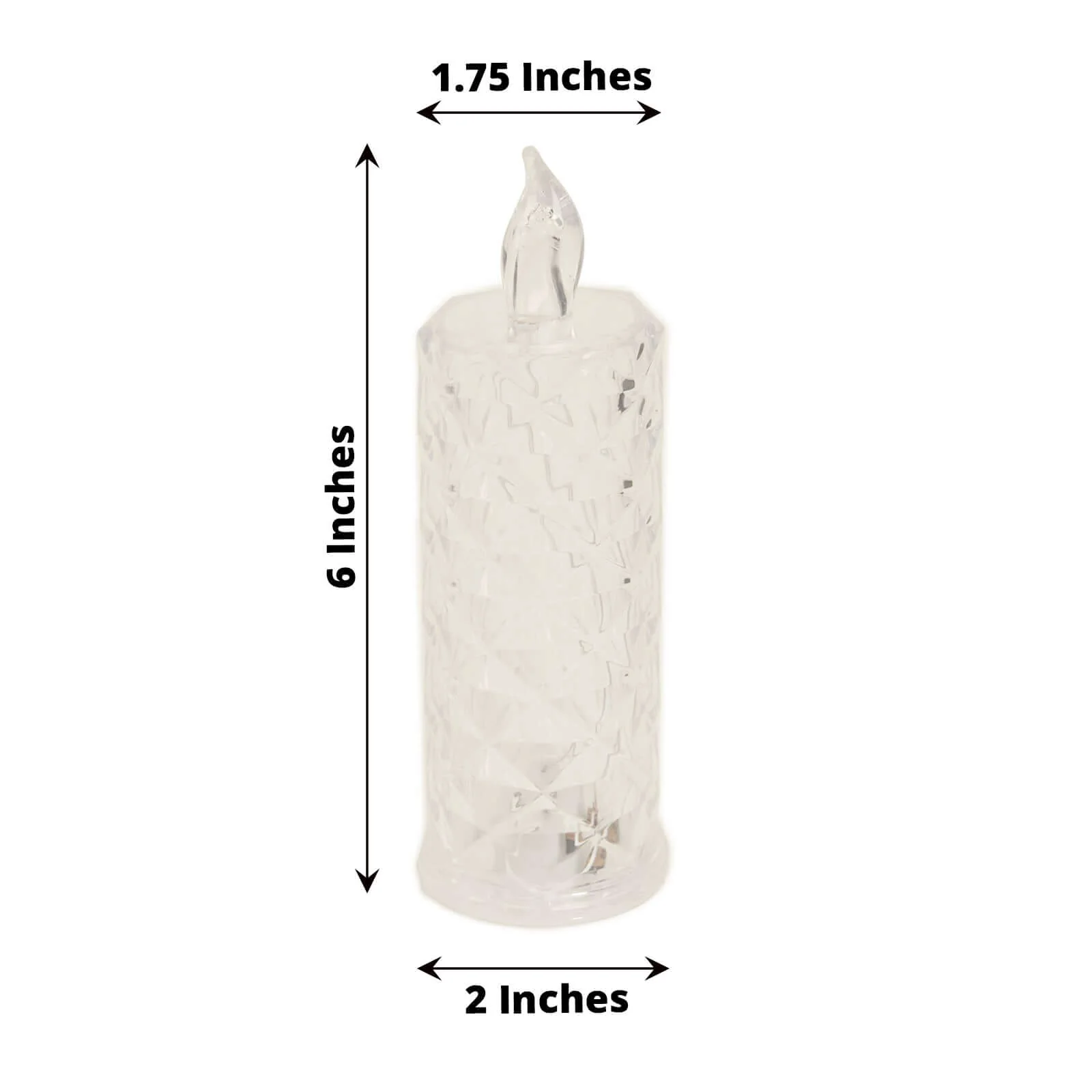 3-Pack LED Pillar Candle Lamps Warm White 6" - Flameless Rose Halo Acrylic Diamond Pattern Lighting - Image 3