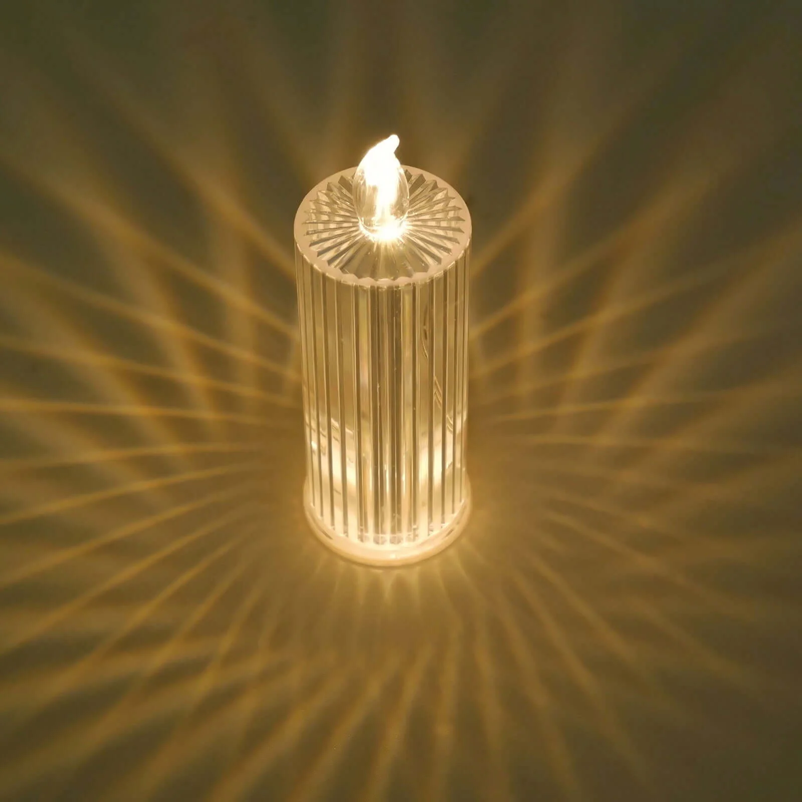 3-Pack LED Pillar Candles Clear Warm White 6" - Flameless Battery Operated Diamond Acrylic Lamps - Image 5