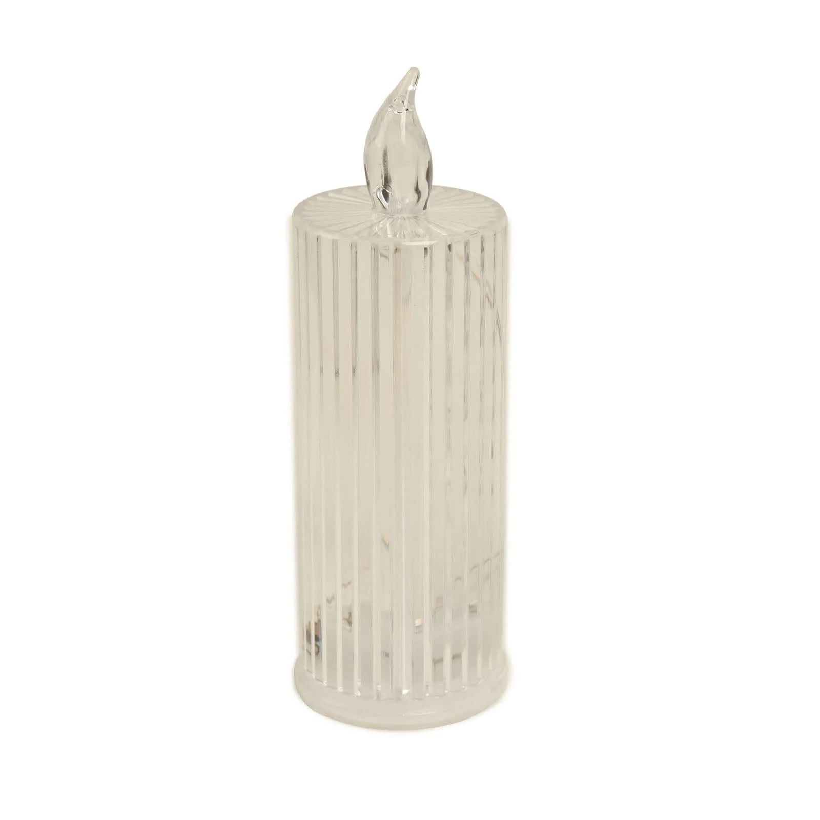 3-Pack LED Pillar Candles Clear Warm White 6" - Flameless Battery Operated Diamond Acrylic Lamps - Image 6