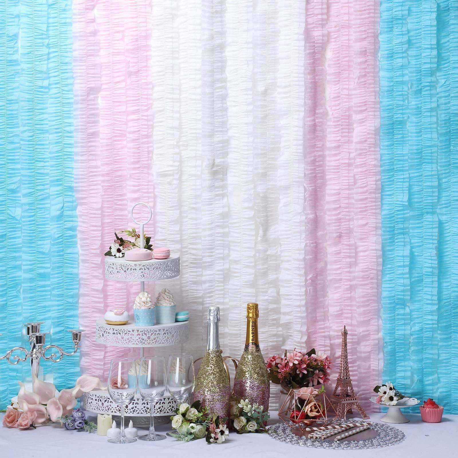 3 Pack Light Blue Ruffled Paper Streamer Rolls, Crepe Tissue Party Decorations 28ft - Image 8