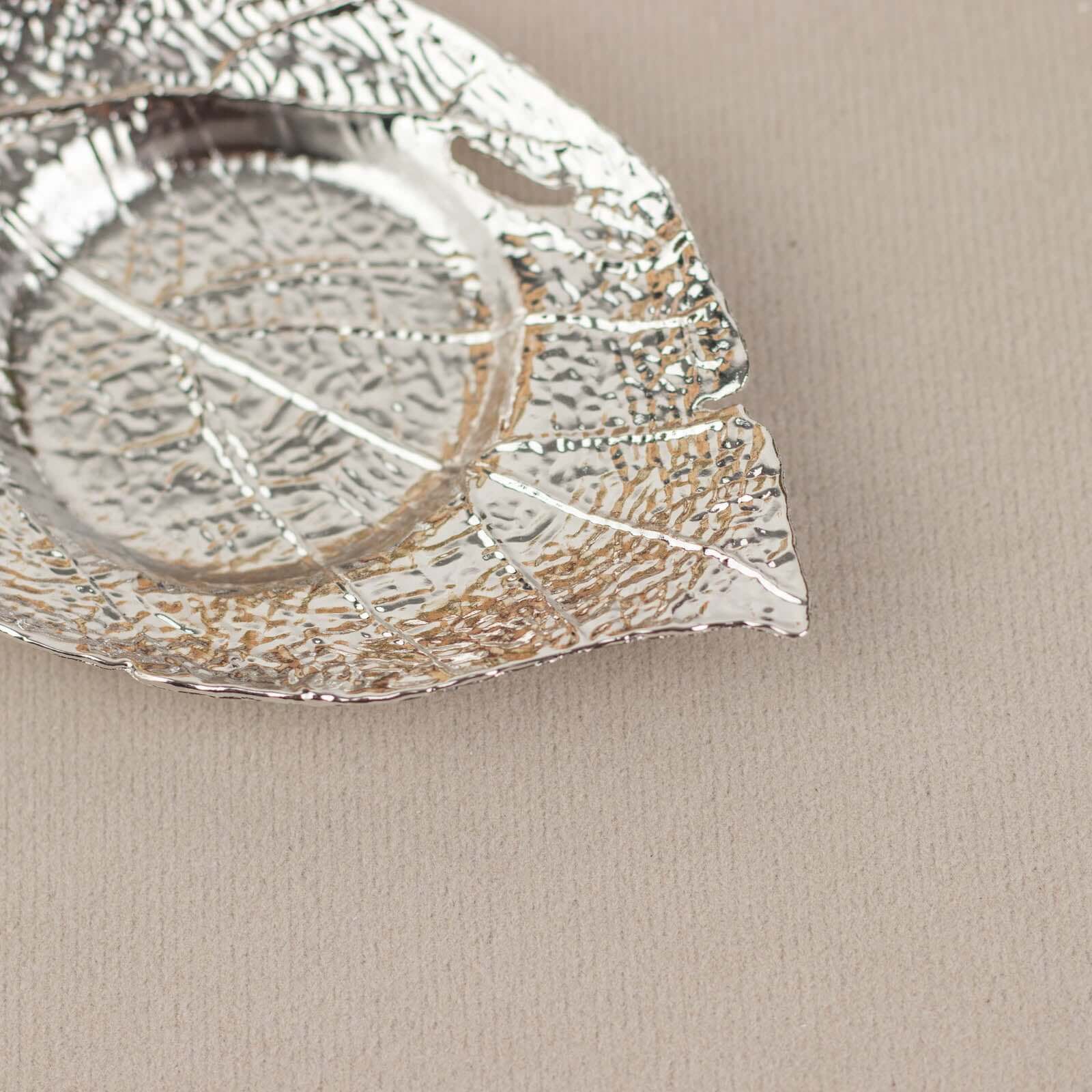3-Pack Metal Votive Candle Holders 5" Maple Leaf Design Shiny Silver - Vintage Mini Tea Cup Saucers - Image 11