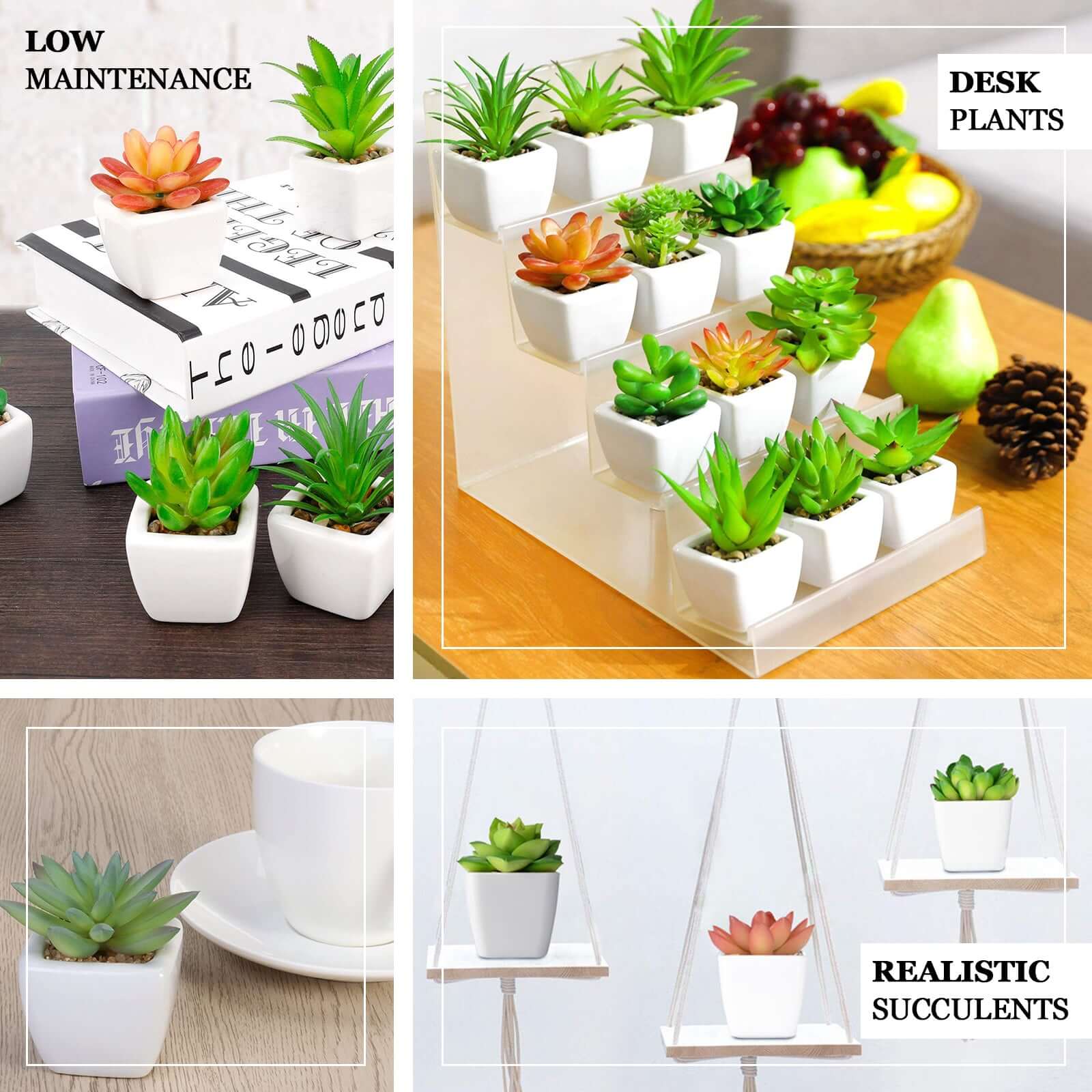 3-Pack Mini Jade Artificial Succulents in Ceramic Pots 3" - Realistic Maintenance-Free Faux Plants for Bathroom Coffee Table Shelves & Desk - Image 4