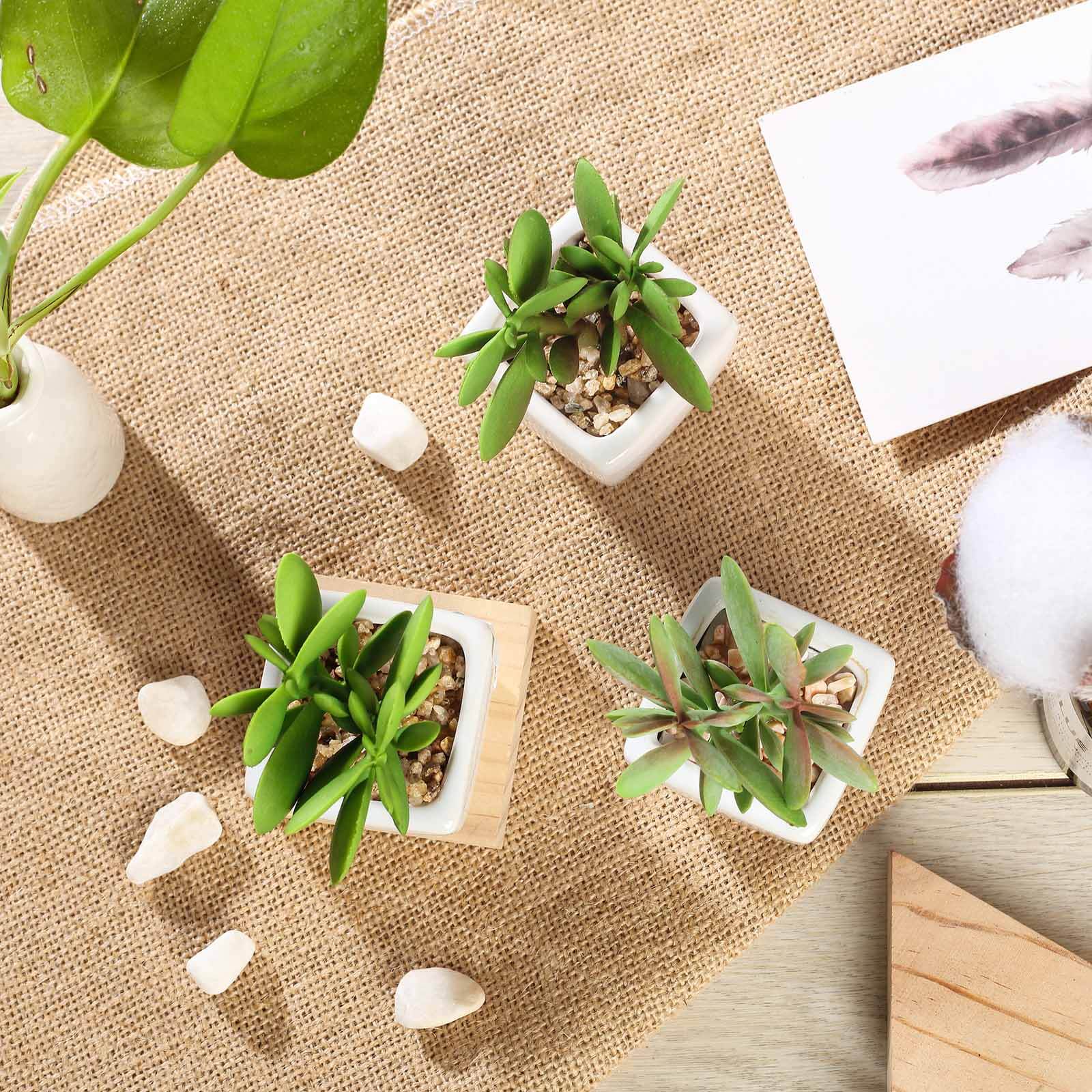 3-Pack Mini Jade Artificial Succulents in Ceramic Pots 3" - Realistic Maintenance-Free Faux Plants for Bathroom Coffee Table Shelves & Desk - Image 9