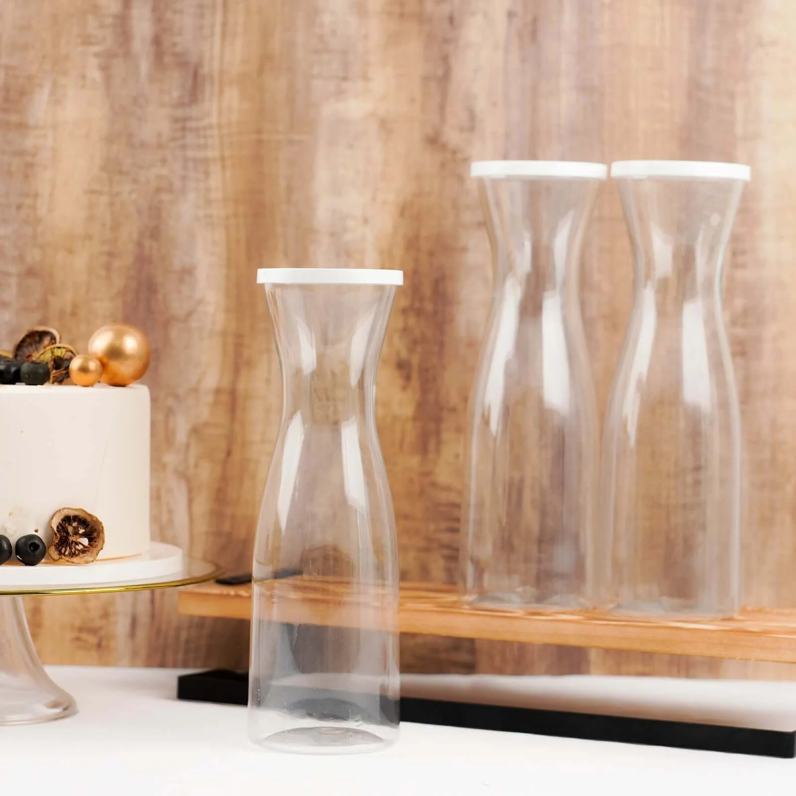 3-Pack Plastic Carafes with Lids 34oz Clear - Washable Reusable Juice Pitcher Water Jar for Home & Event Use - Image 2