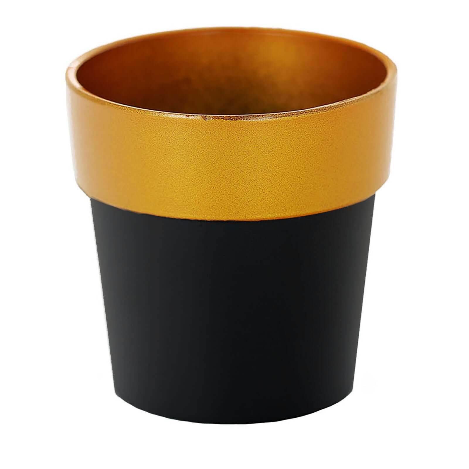 3-Pack Plastic Flower Plant Pots 3" Small Black with Gold Rim - Indoor Decorative Planters - Image 19