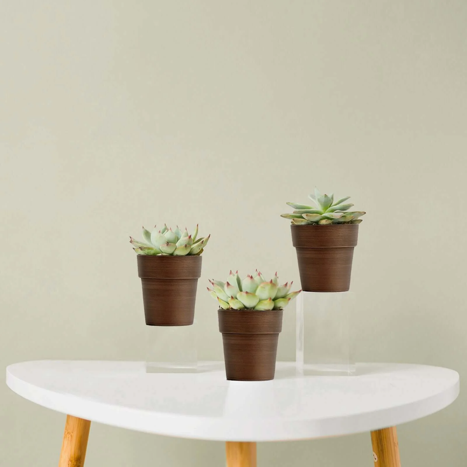 3-Pack Plastic Flower Plant Pots 3" Small Rustic Brown - Indoor Decorative Planters - Image 9