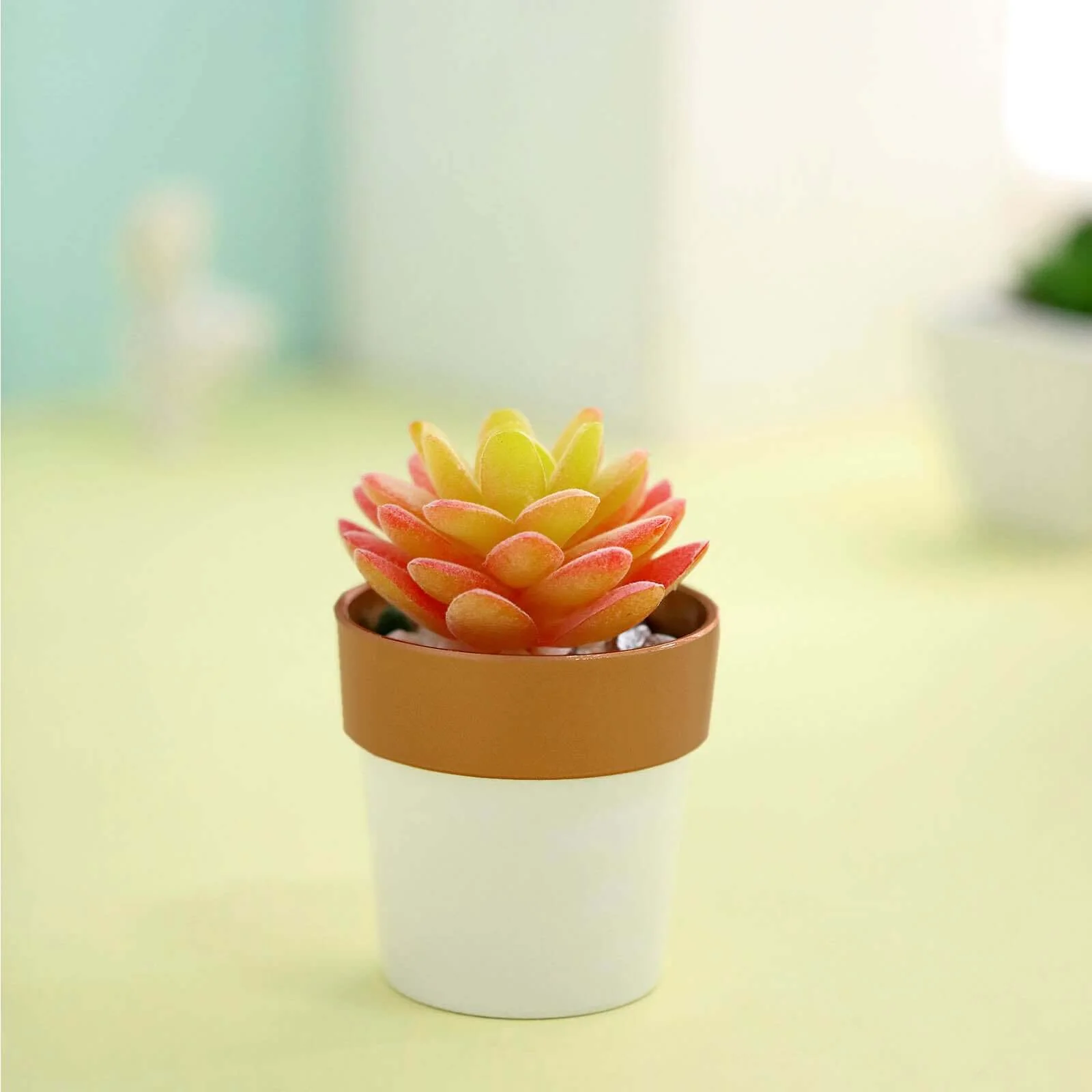 3-Pack Plastic Flower Plant Pots 3" White with Gold Rim - Indoor Decorative Planters - Image 12