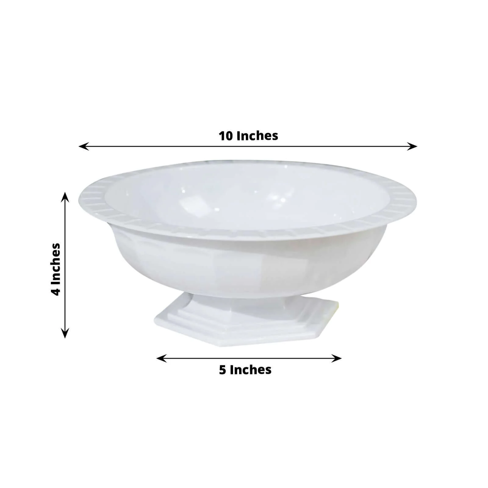 3-Pack Plastic Flower Vases Footed Compote Bowl 10" Roman Style White - Round Decorative Pedestal Centerpieces - Image 3