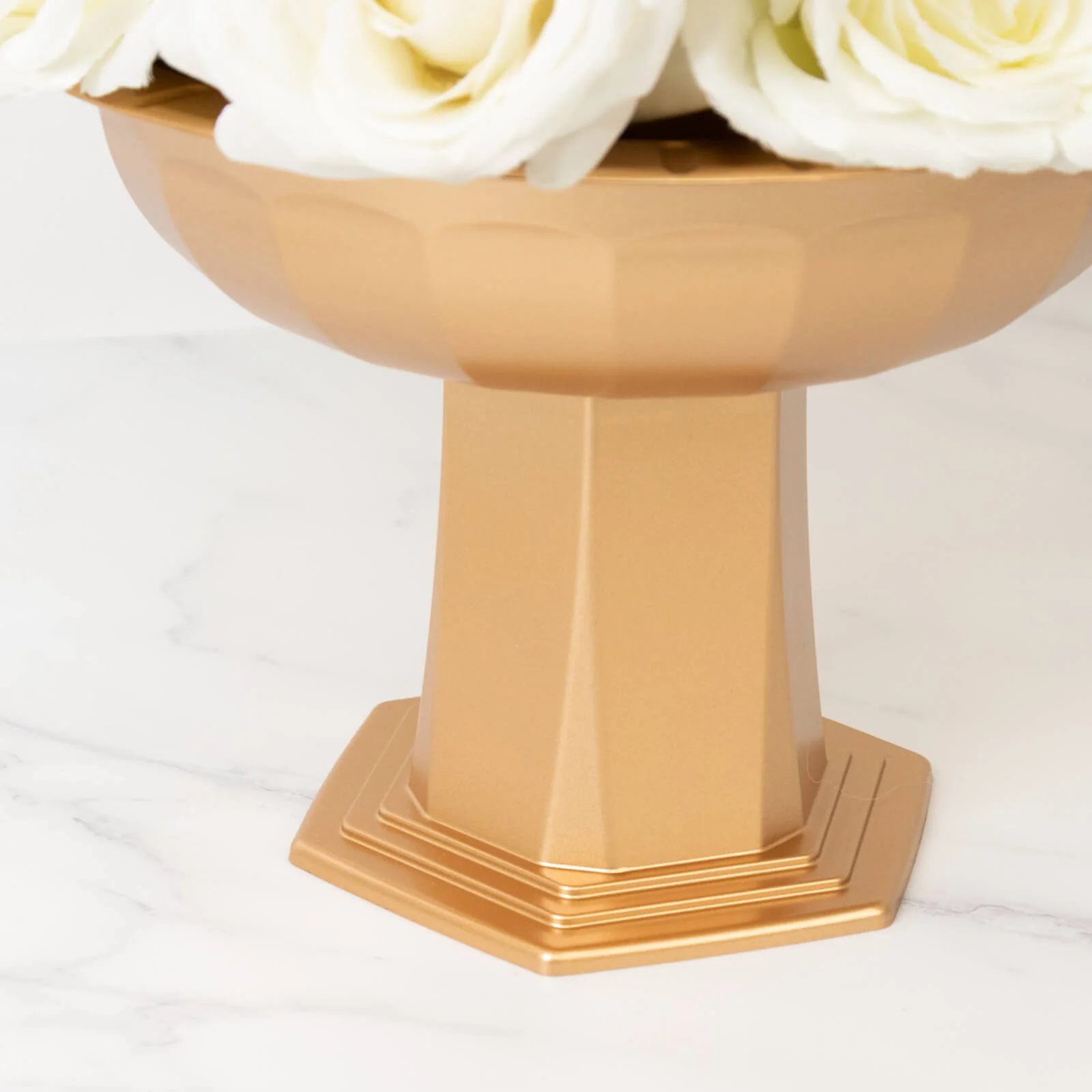 3 Pack Gold Roman Footed Pedestal Bowl Vases, 10"x7" Plastic Compote Flower Stands for Table Centerpiece Arrangements - Image 7