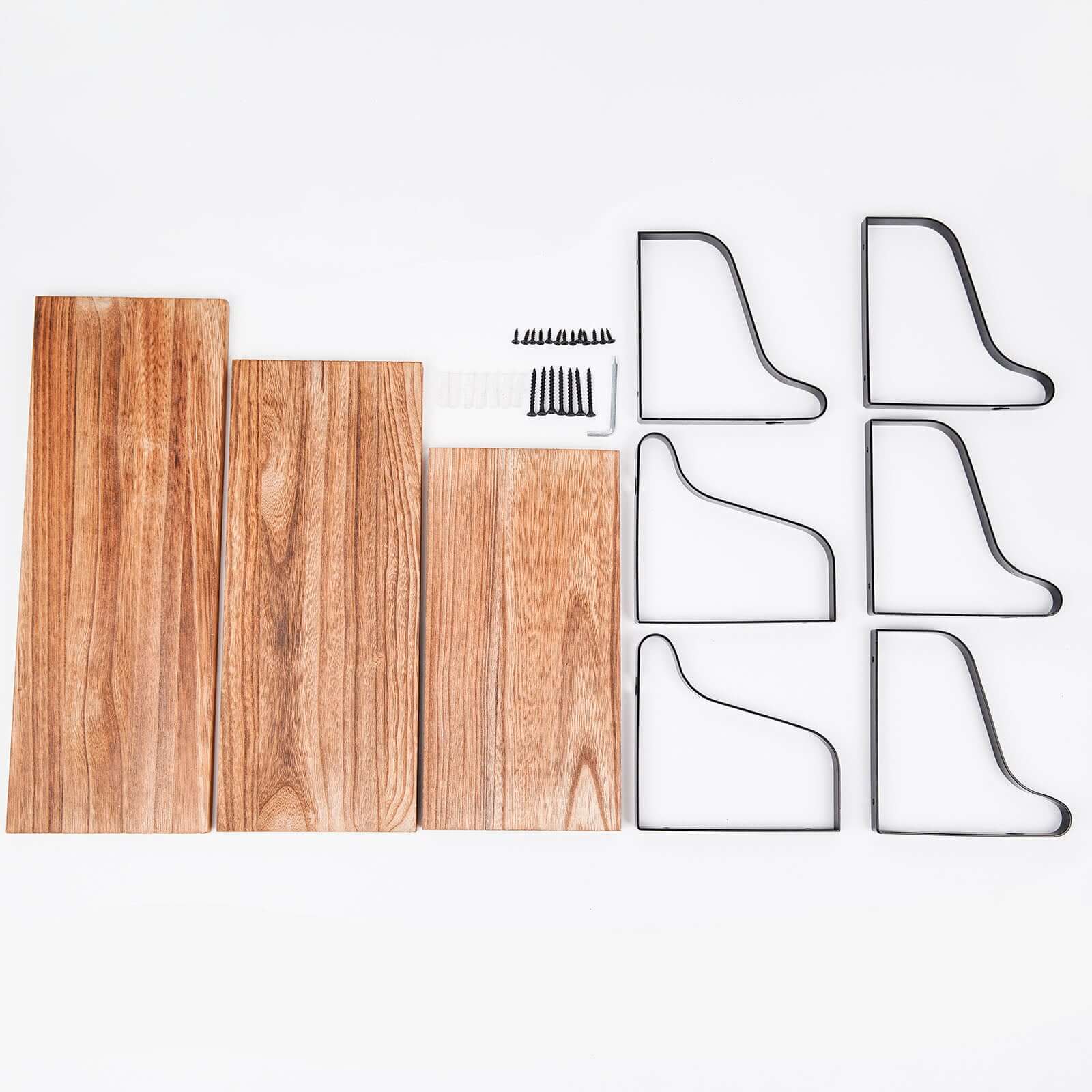3 Pack Wood / Metal Floating Wall Shelves Wall Mounted Shelf Set Decor - Image 15