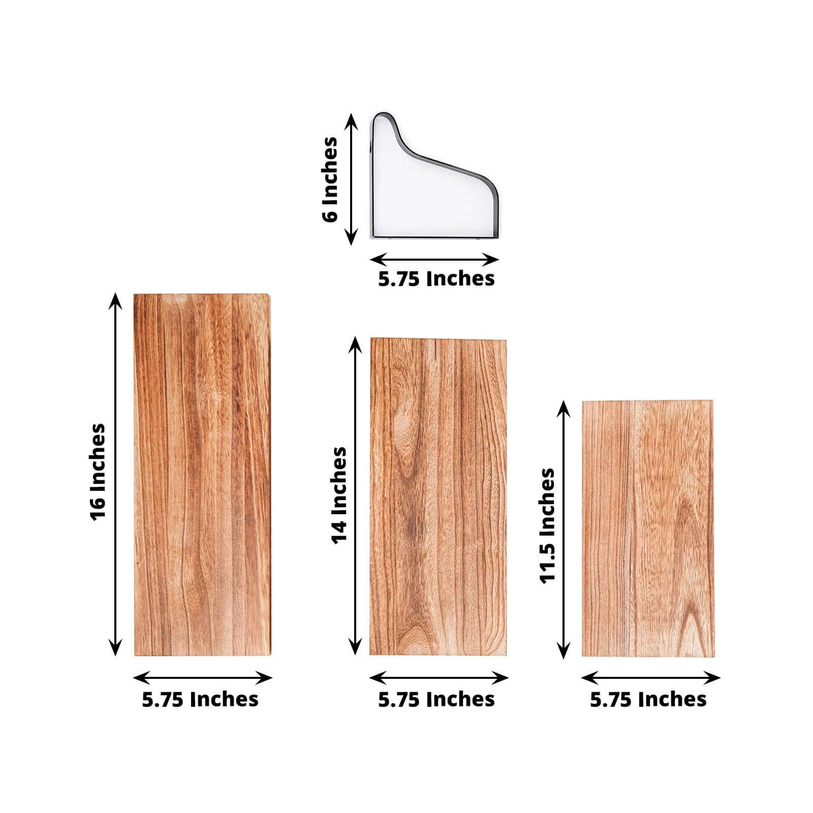 3 Pack Wood / Metal Floating Wall Shelves Wall Mounted Shelf Set Decor - Image 3