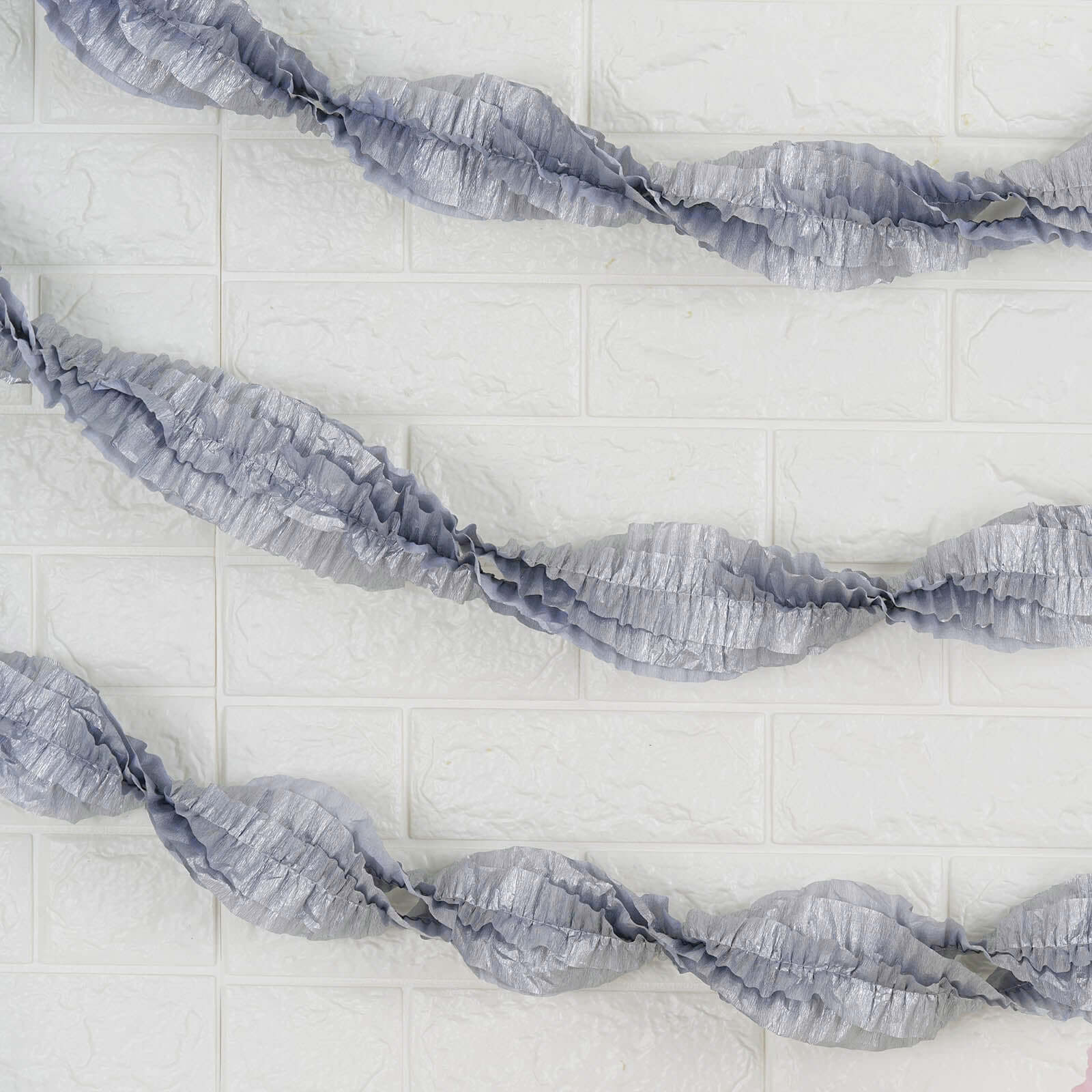 3 Rolls Silver Ruffled Tissue Paper Party Streamers, Crepe Paper Backdrop Decorations 28ft - Image 13