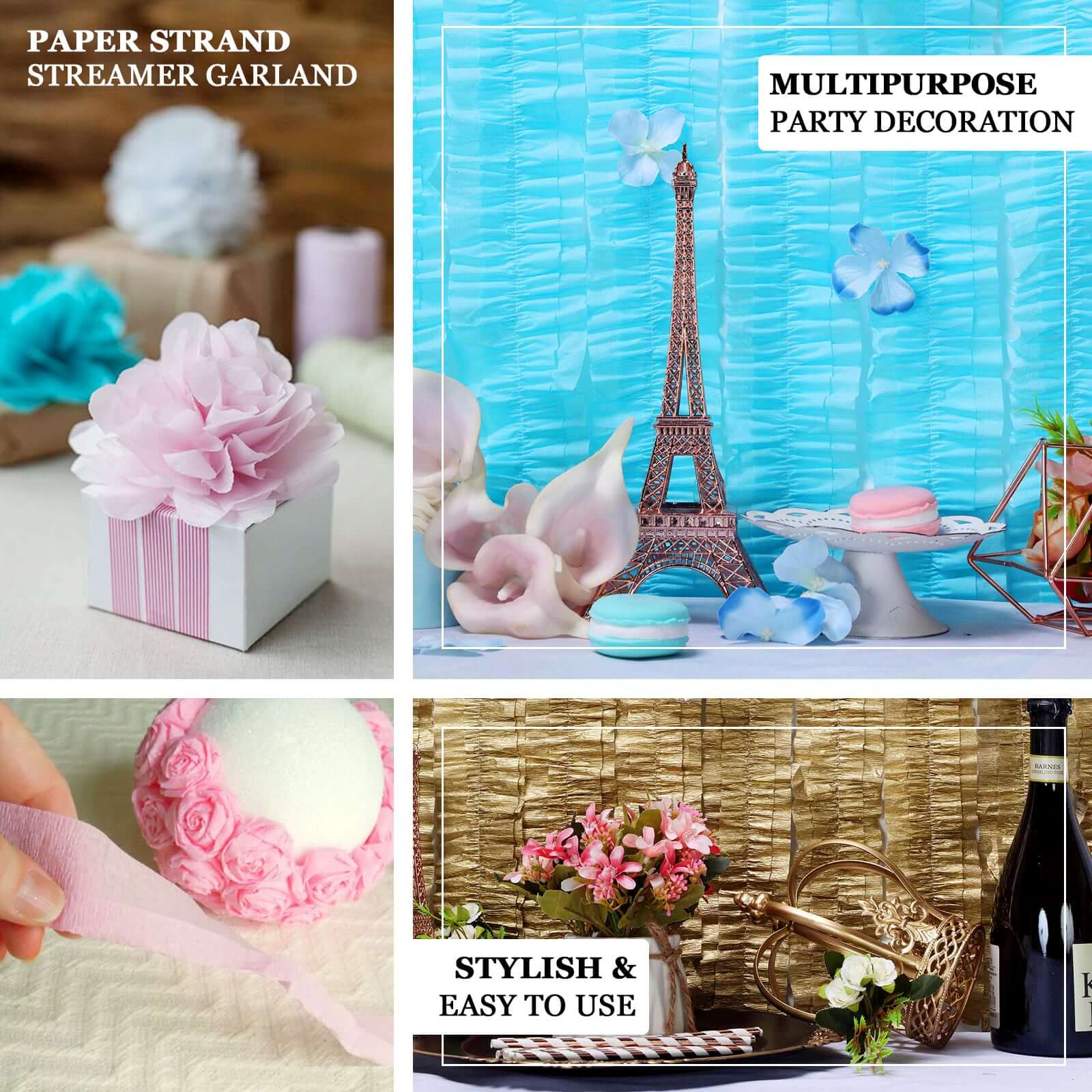 3 Rolls Silver Ruffled Tissue Paper Party Streamers, Crepe Paper Backdrop Decorations 28ft - Image 3