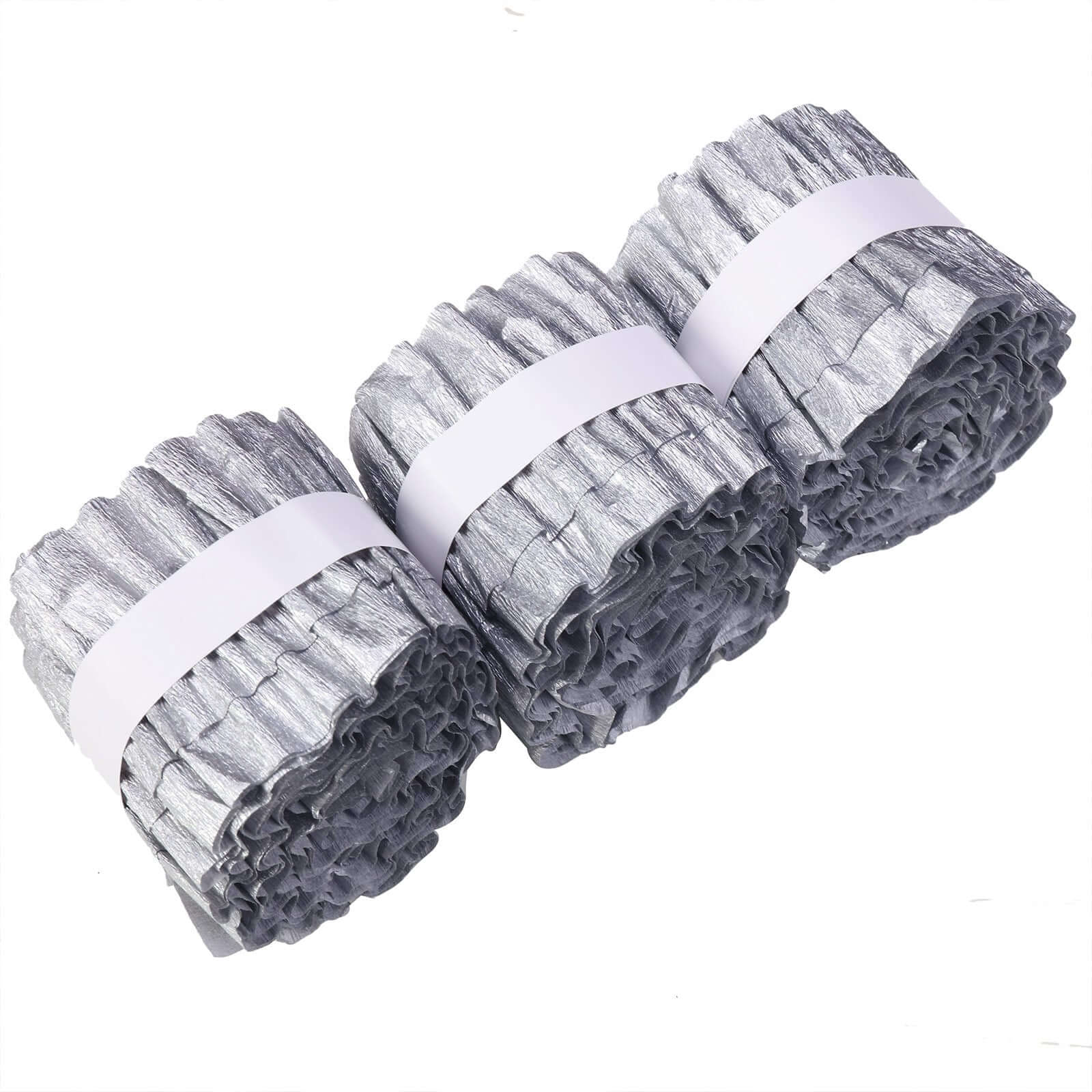 3 Rolls Silver Ruffled Tissue Paper Party Streamers, Crepe Paper Backdrop Decorations 28ft - Image 7