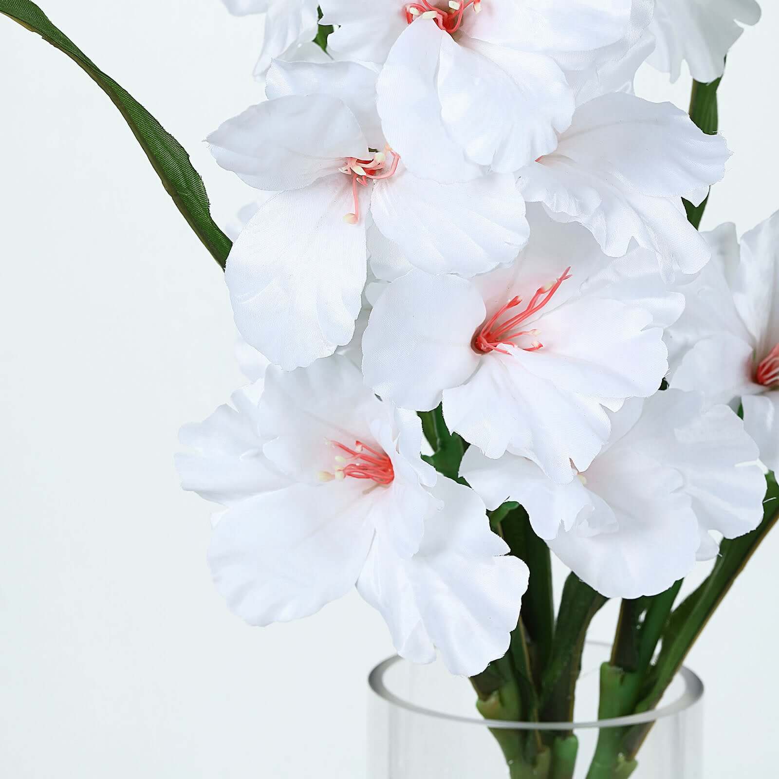 3 Stems White Artificial Silk Gladiolus Flower Spray Bush 36" Tall - Image 11