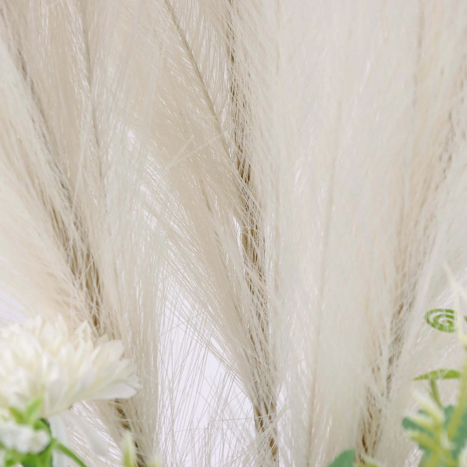 3 Stems Artificial Pampas Grass Decor 44" Cream - Fluffy Faux Ornamental Grass Branches - Image 12