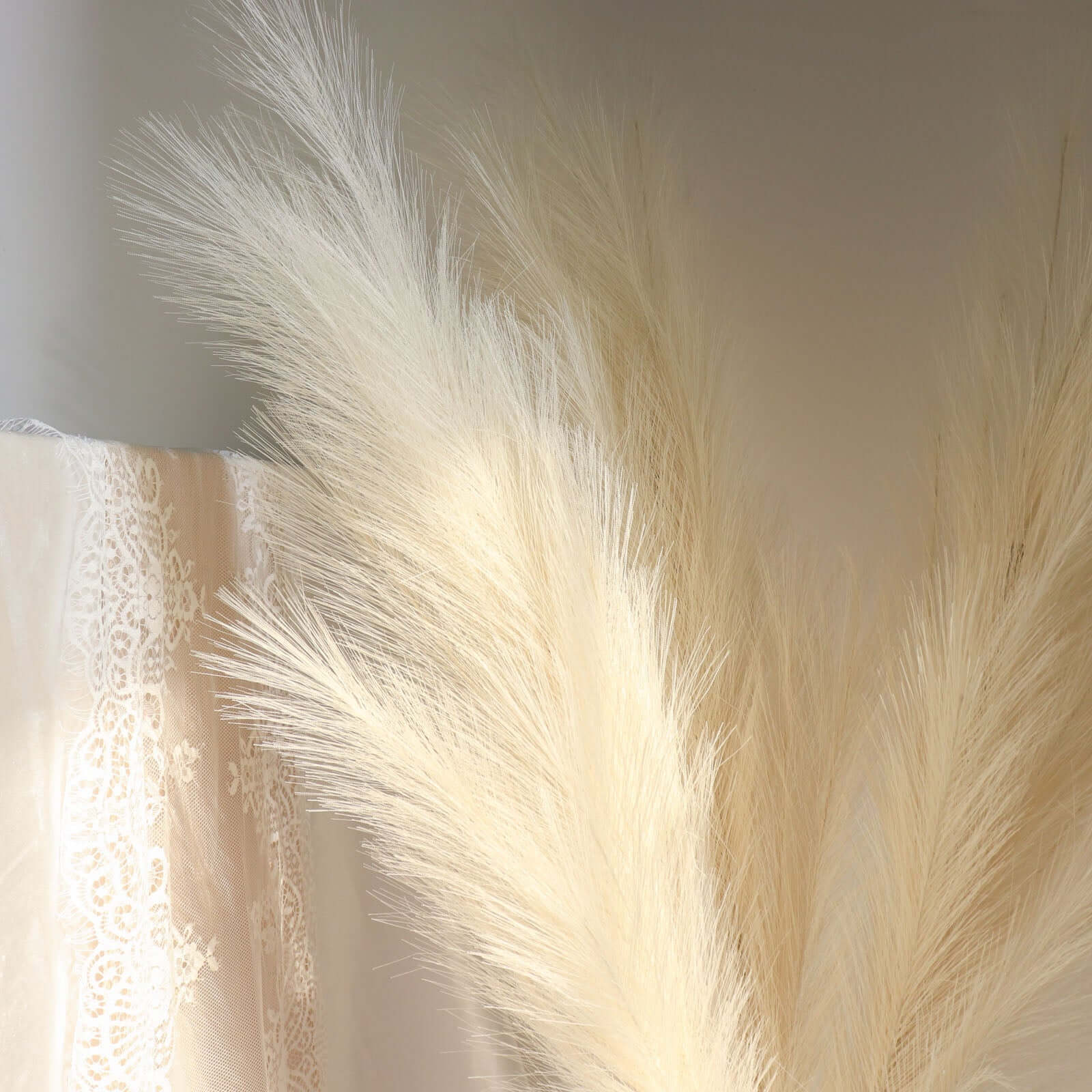 3 Stems Artificial Pampas Grass Decor 44" Cream - Fluffy Faux Ornamental Grass Branches - Image 17