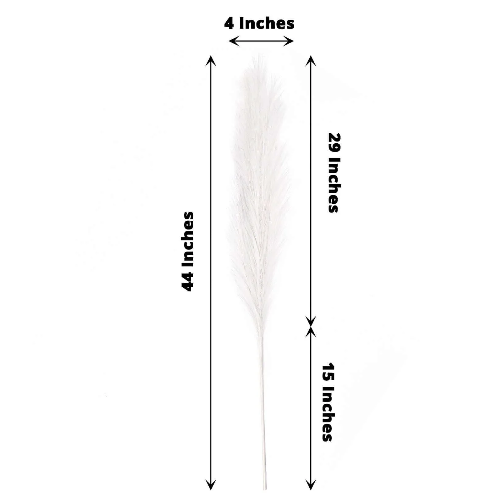 3 Stems Artificial Pampas Grass Decor 44" White - Fluffy Faux Ornamental Grass Branches for Stunning Tall Arrangements & Home Accents - Image 3