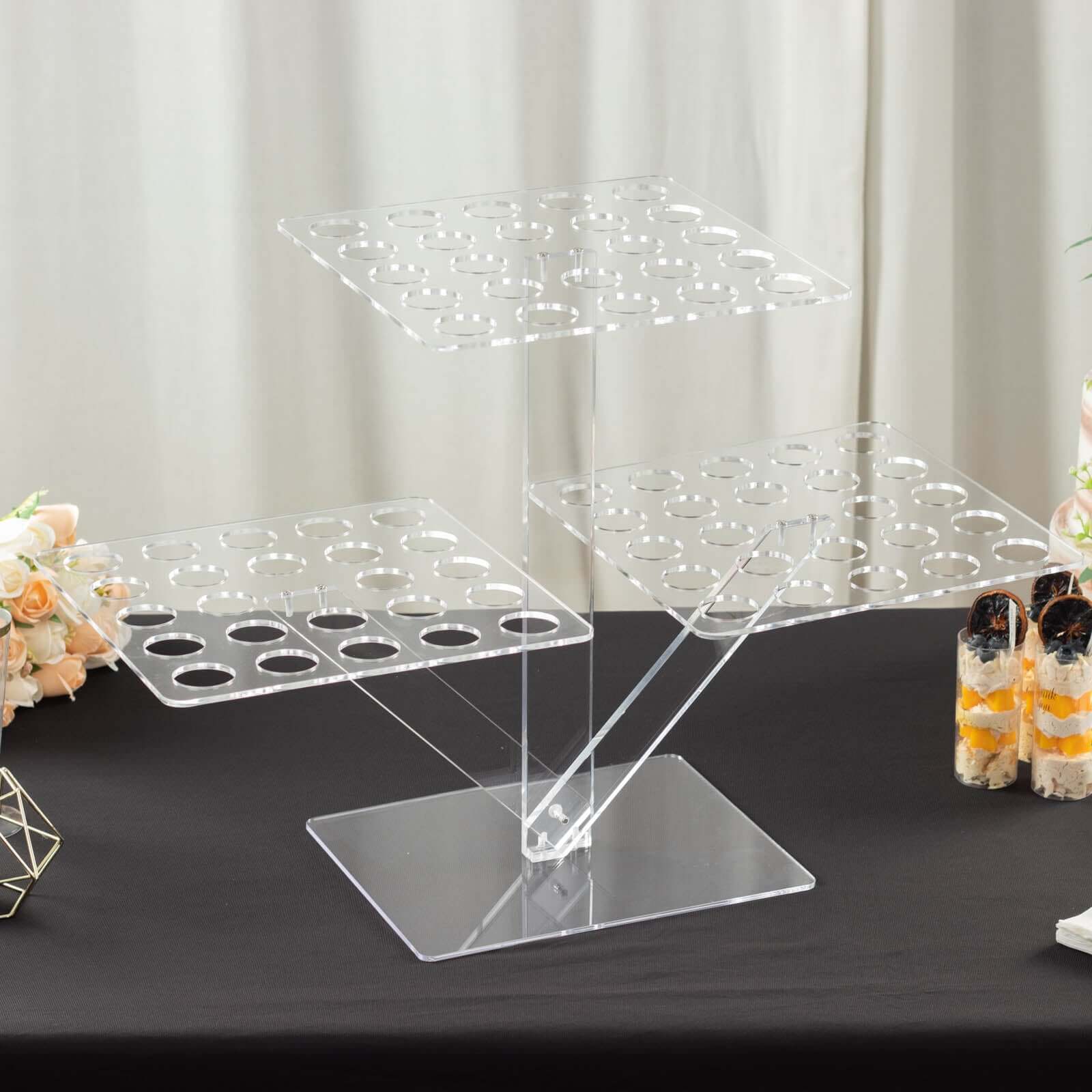 3-Tier Acrylic Square Ice Cream Cone Holder Clear with 72-Slots - 18" - Image 4