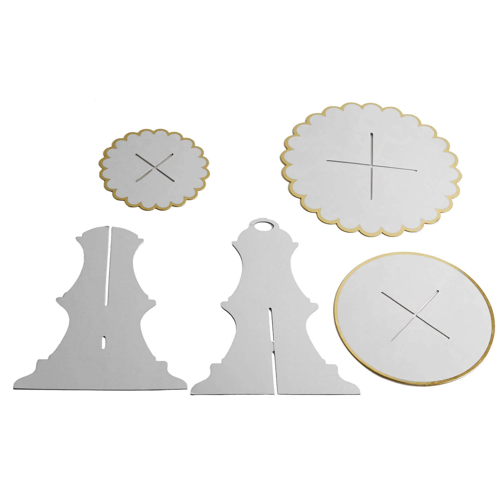 3-Tier Cardboard Cupcake Stand 13" White with Gold Scalloped Rim - Reusable & Easy-to-Assemble Dessert Treat Tower for Baby Showers Birthdays & Events - Image 11