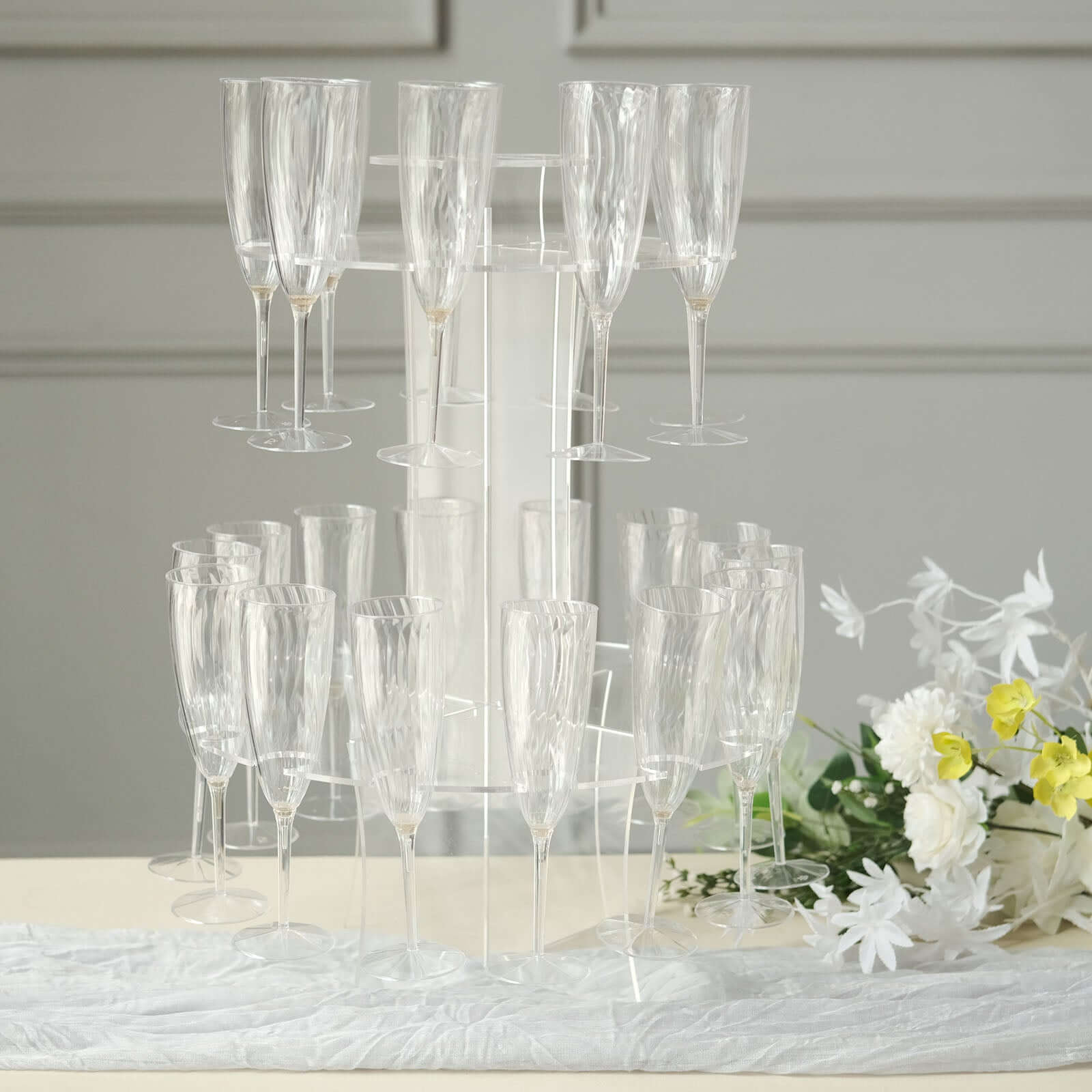 3-Tier Round Champagne Glass Holder Tower 21" Clear Acrylic - Image 11