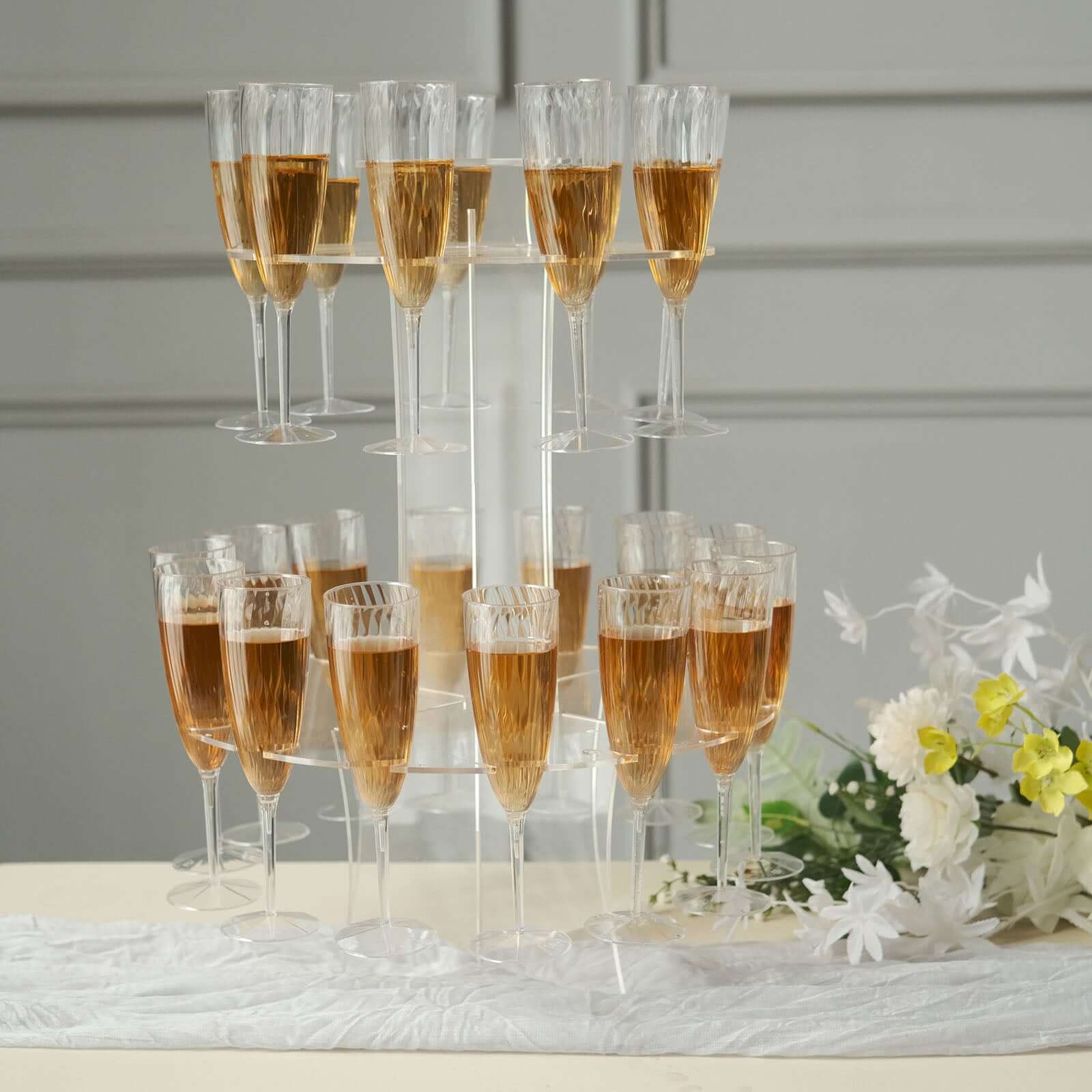 3-Tier Round Champagne Glass Holder Tower 21" Clear Acrylic - Image 5