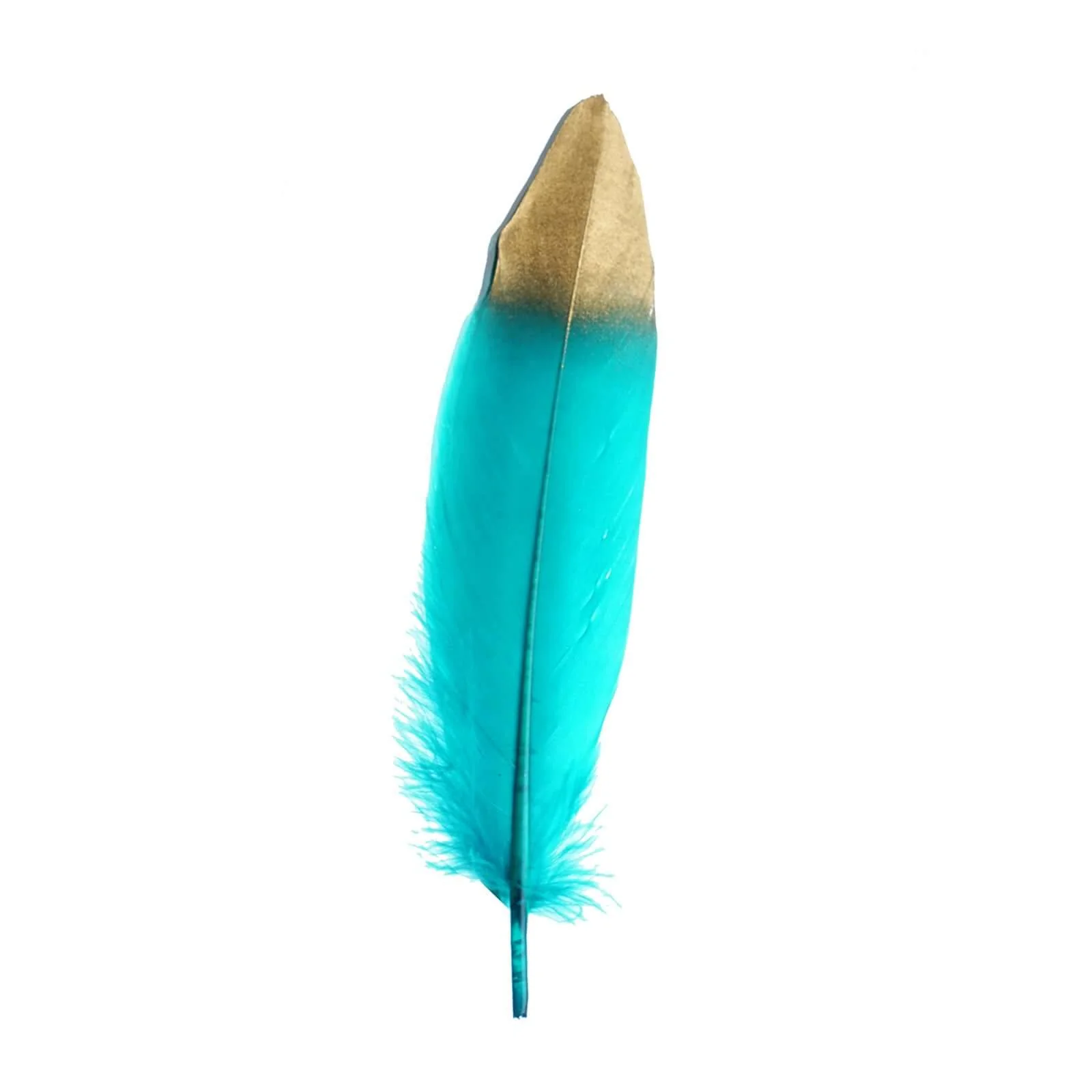 30 Pack Metallic Gold Dipped Turquoise Real Goose Feathers, Craft Feathers For Party Decoration - Image 7