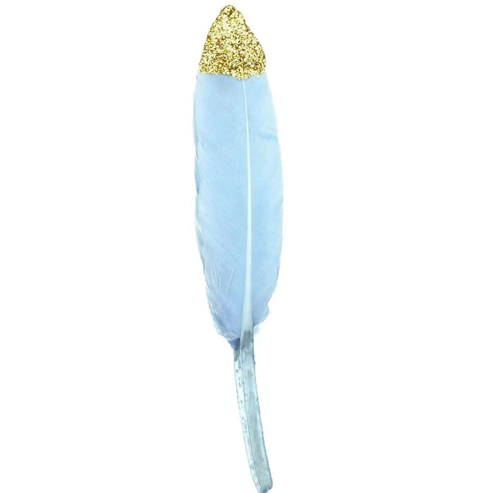 30-Pack Real Turkey Feathers Light Blue Glitter Gold Tip Design - Craft Feathers for Party Decorations and DIY Crafts - Image 7