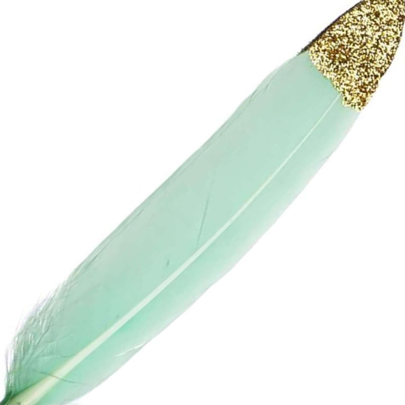 30-Pack Real Turkey Feathers Mint Glitter Gold Tip Design - Craft Feathers for Party Decorations and DIY Crafts - Image 10