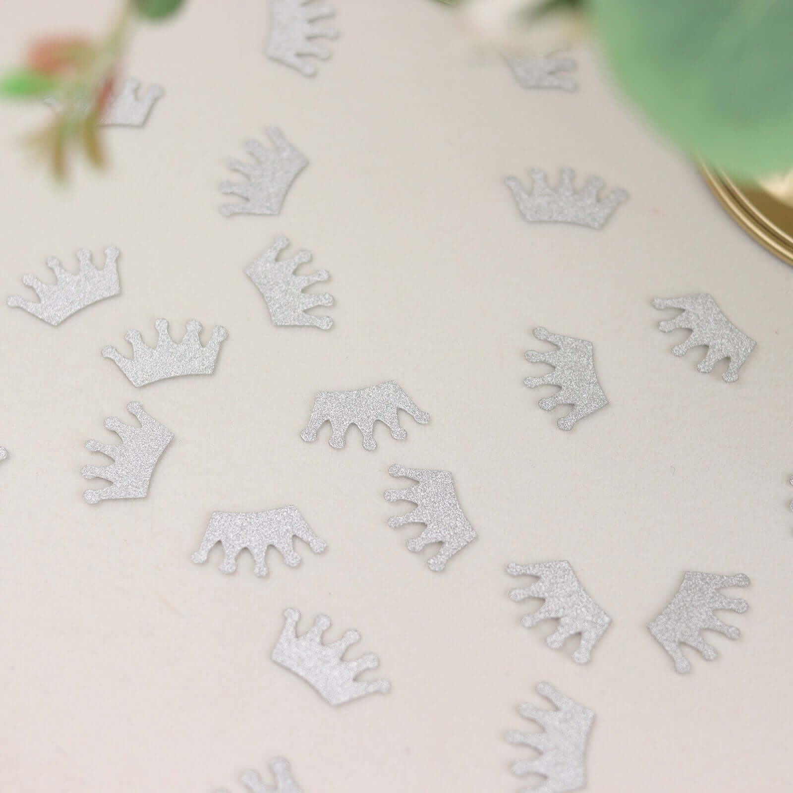 300 Pcs Glitter Princess Crown Paper Confetti Double-Sided Silver, Baby Shower Party Table Scatters - Decorative and Sparkling Design - Image 11
