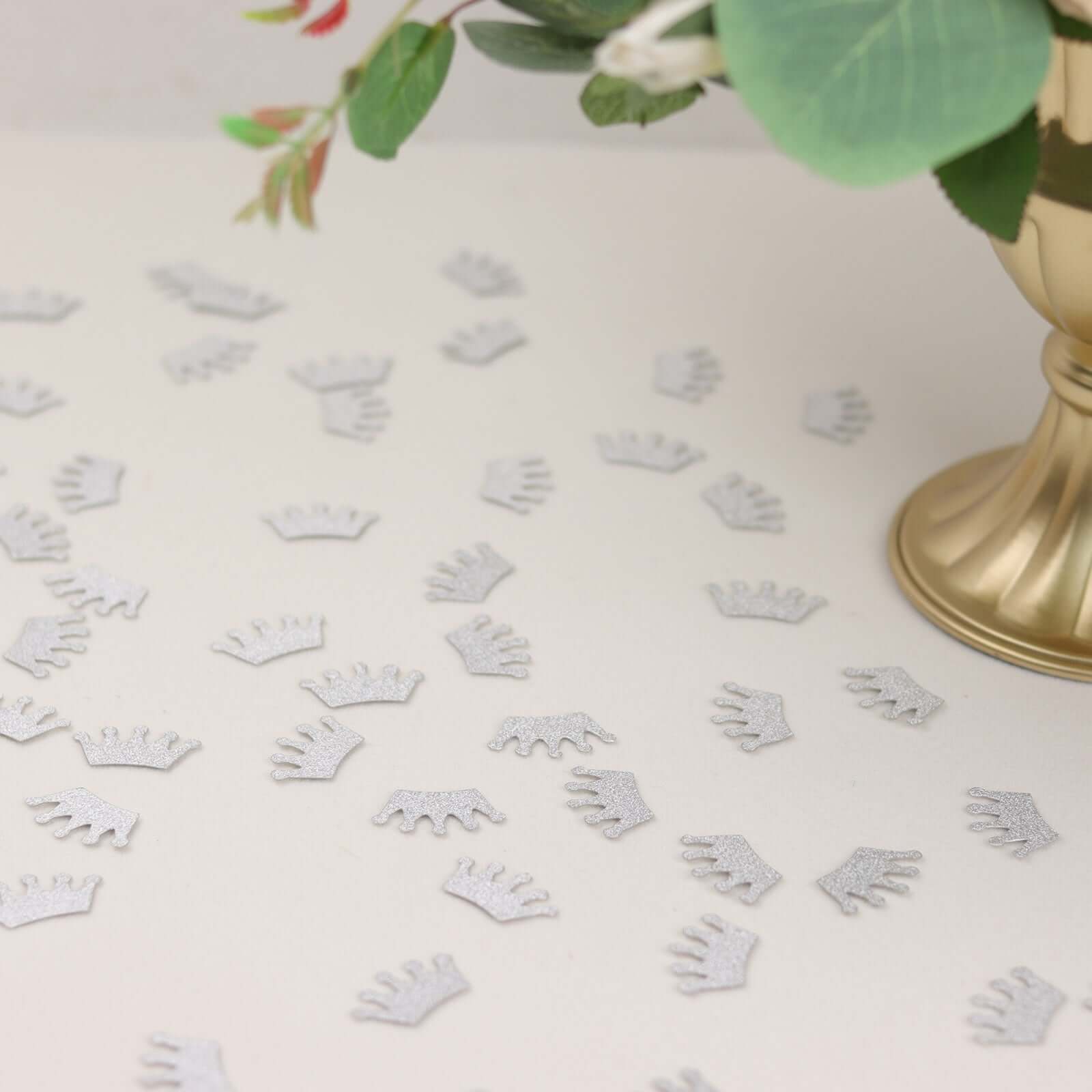 300 Pcs Glitter Princess Crown Paper Confetti Double-Sided Silver, Baby Shower Party Table Scatters - Decorative and Sparkling Design - Image 13