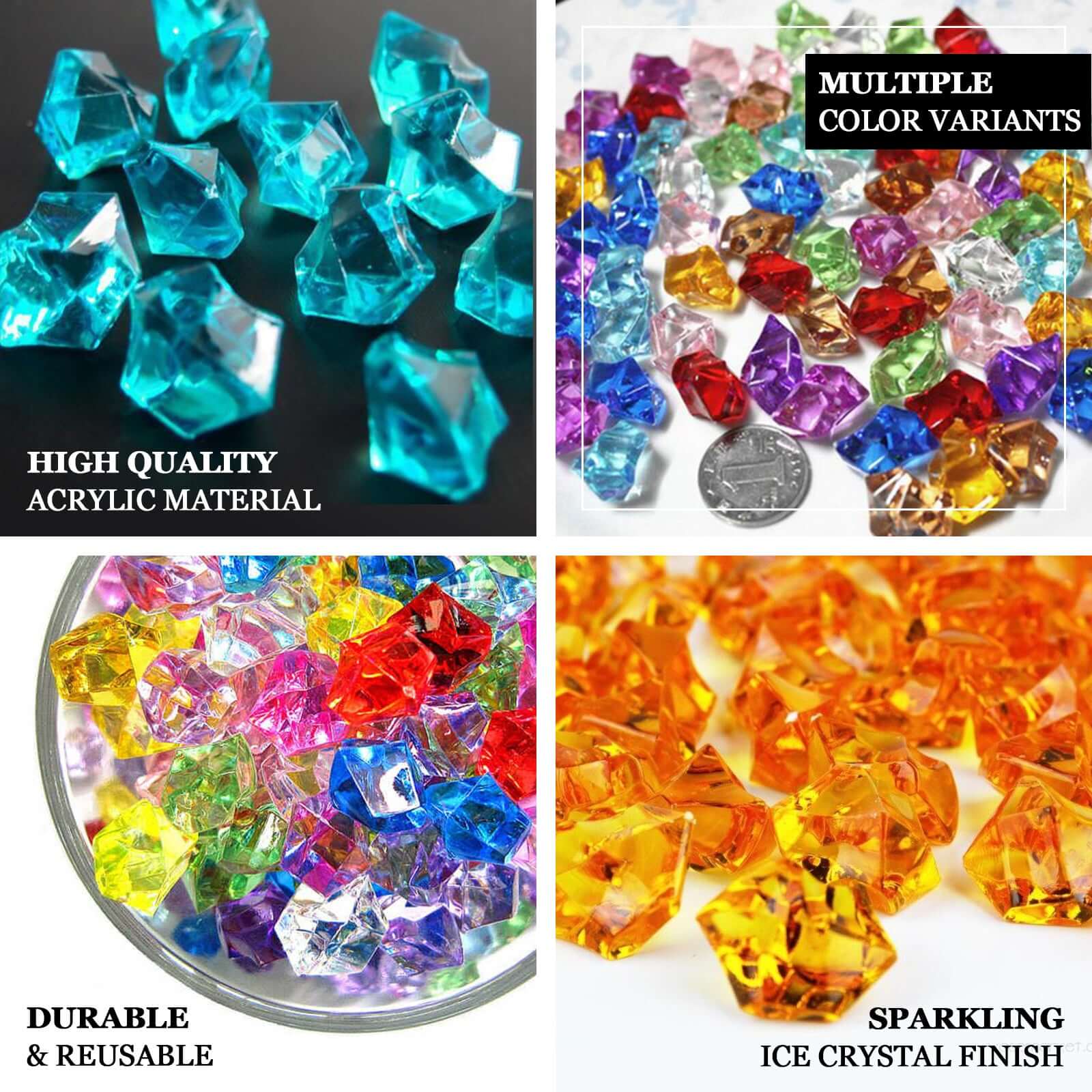 300 Pcs Lavender Lilac Acrylic Ice Bead Vase Fillers Large - DIY Craft Crystals - Image 3