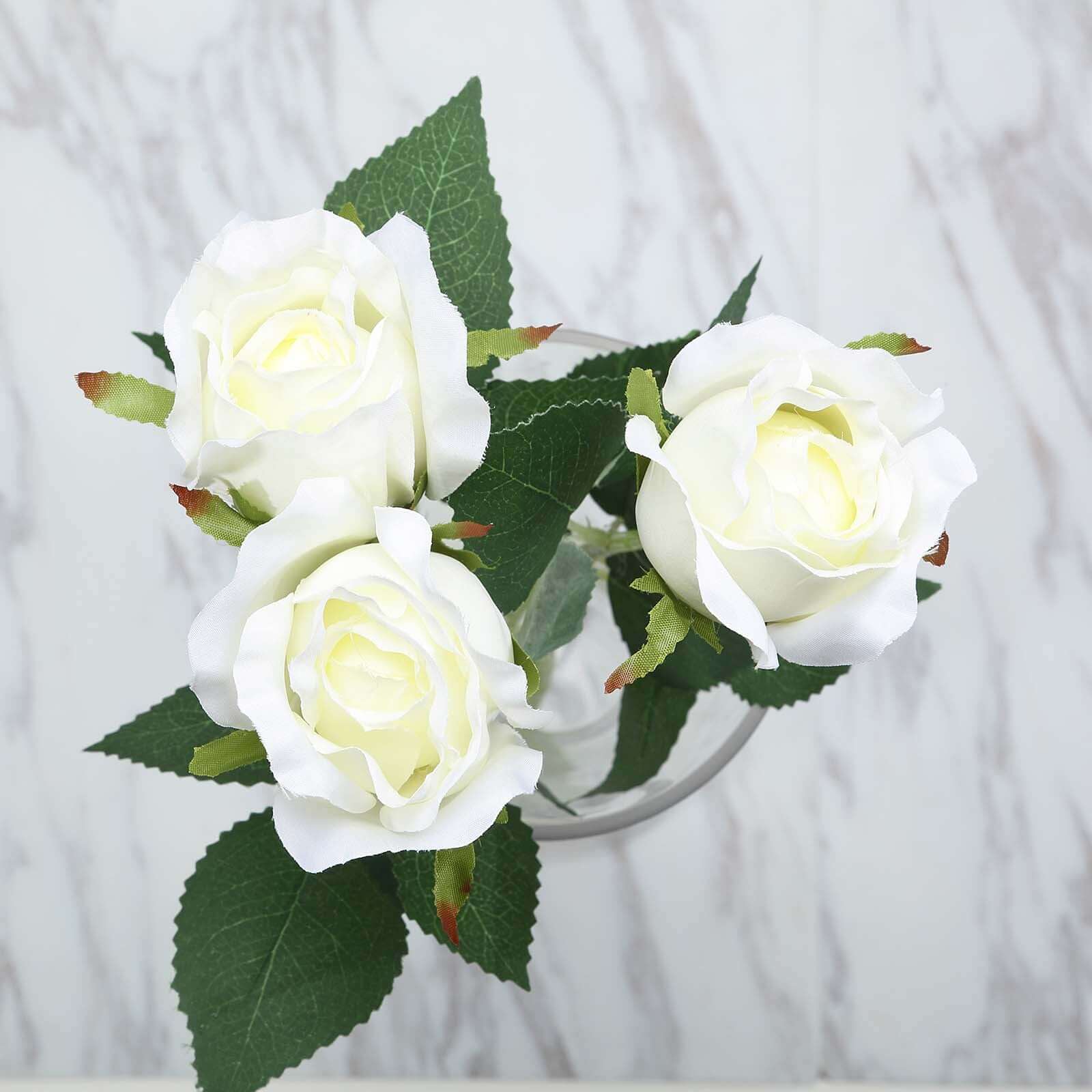 24pcs Cream Long Stem Artificial Silk Roses Flowers 31" - Image 7