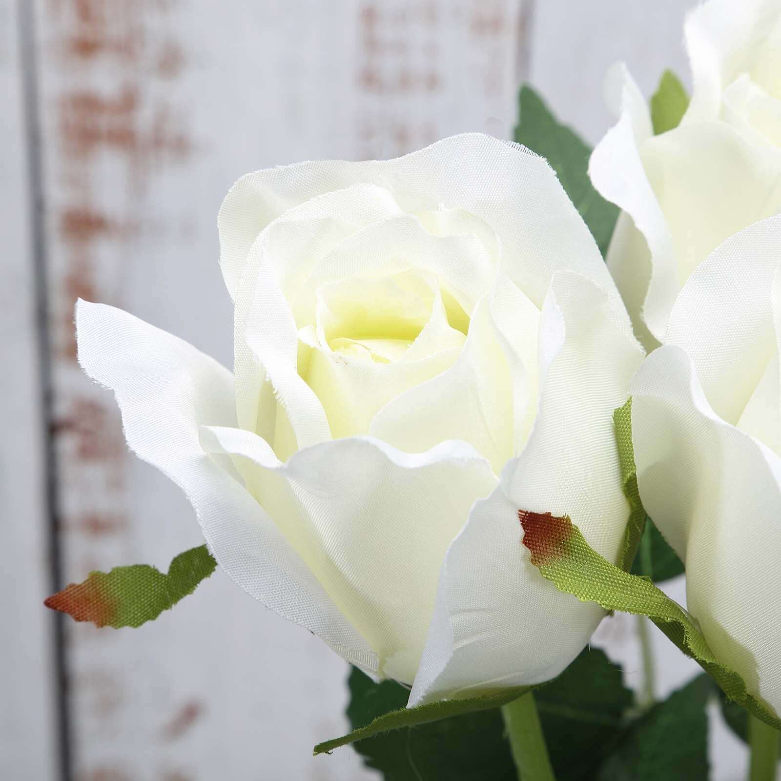 24pcs Cream Long Stem Artificial Silk Roses Flowers 31" - Image 8