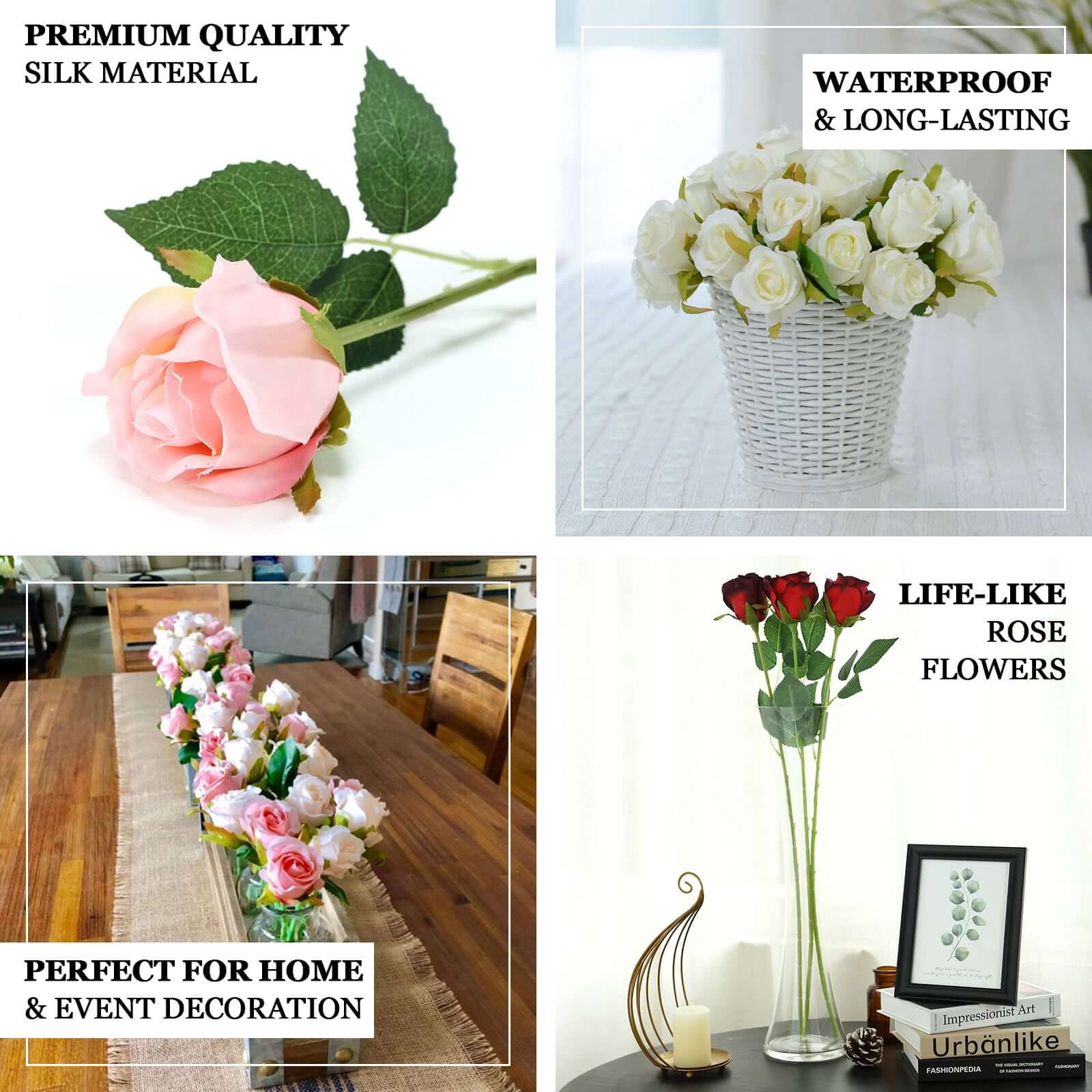 24pcs Dusty Blue Long Stem Artificial Silk Roses Flowers 31" - Image 4