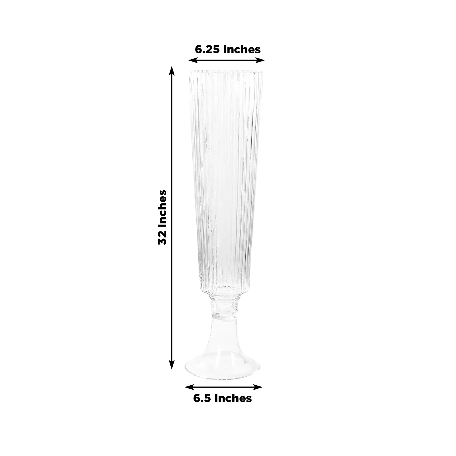 2-Pack Glass Trumpet Vases Ribbed Design 32" Clear - Heavy Duty Floral Wedding Centerpieces - Image 3