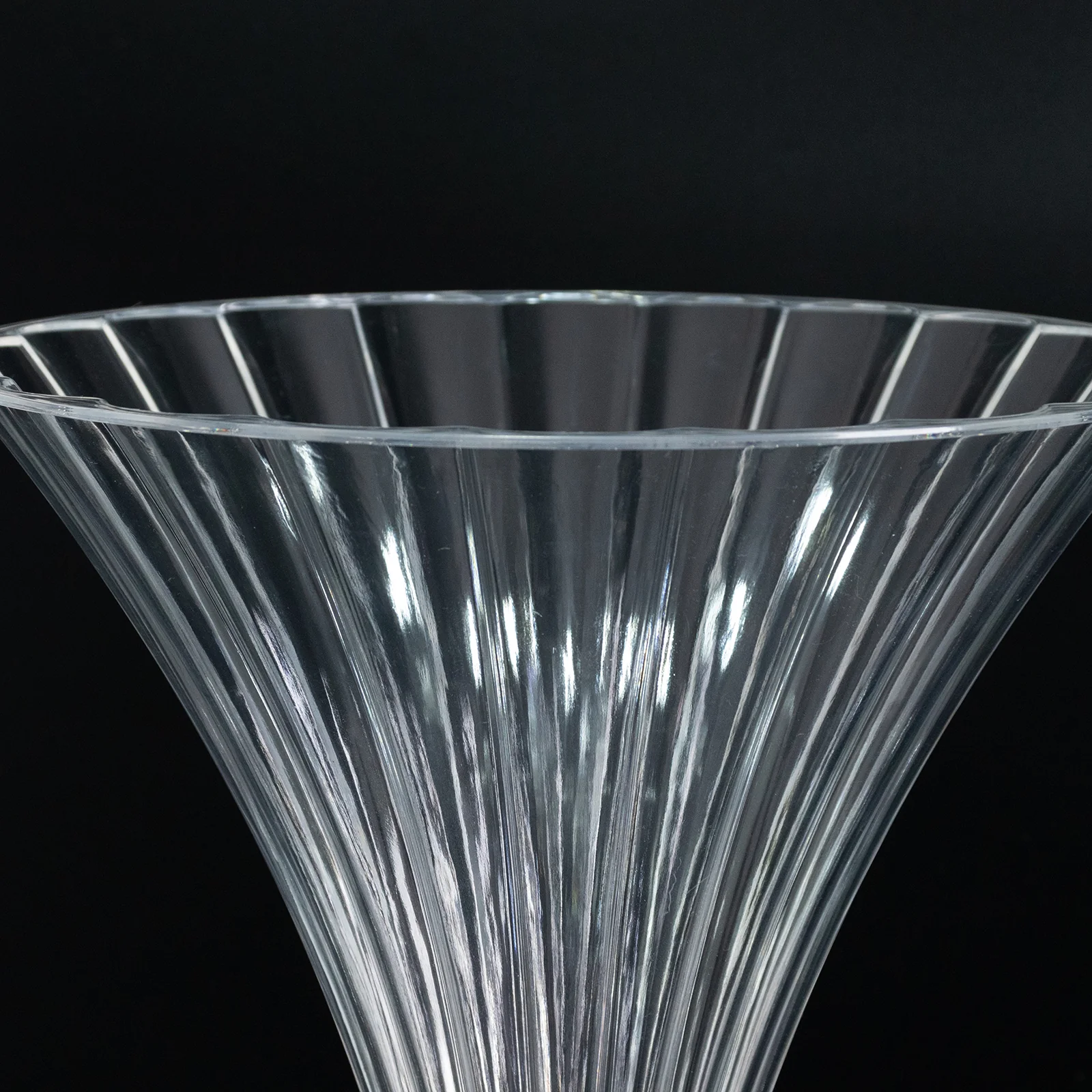 4 Pack Ribbed Acrylic Trumpet Vases – 32" Clear Reversible Flower Centerpiece with Crystal Ball Accent - Image 6